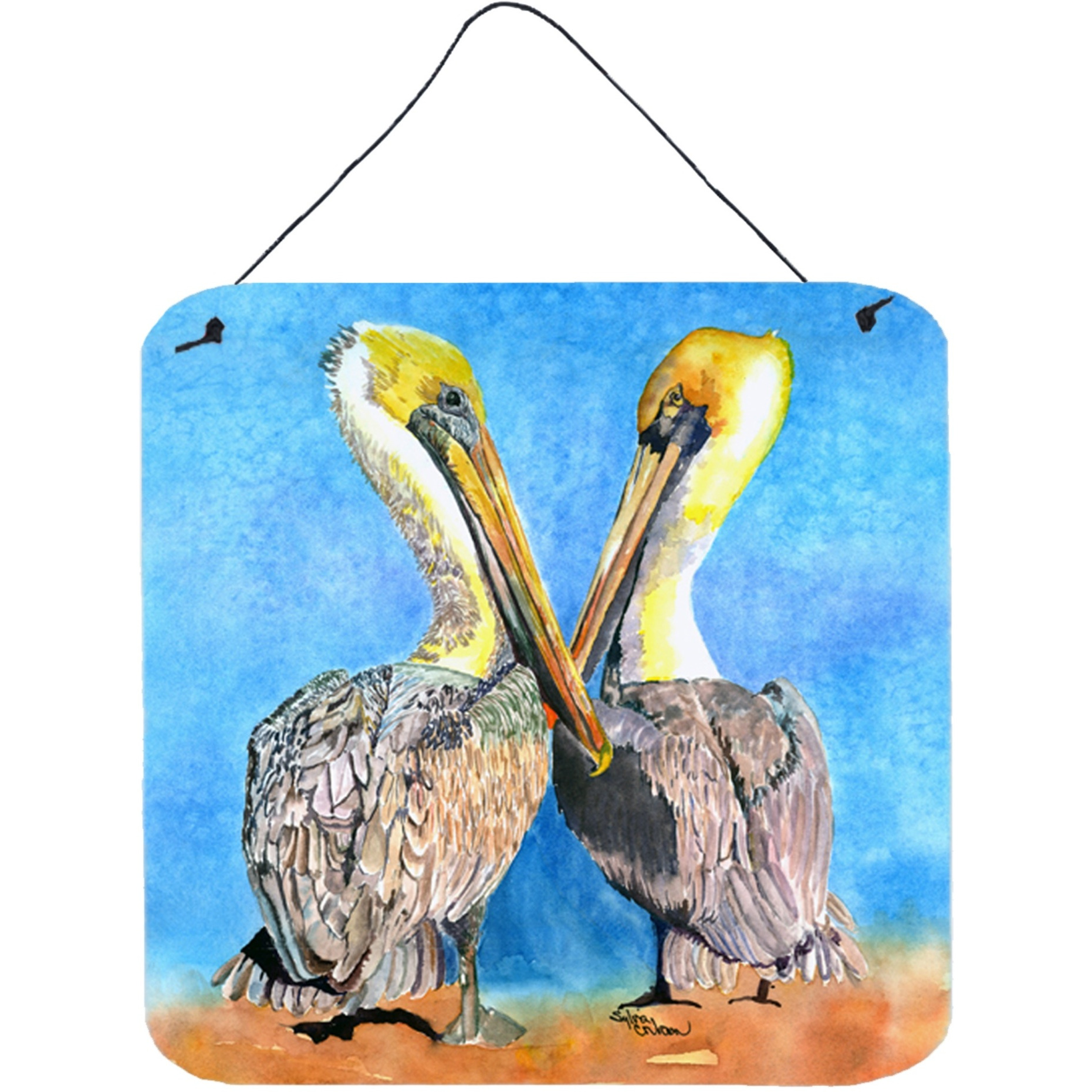 &quotCaroline's Treasures 8539DS66 Bird-Pelican Aluminum Metal Wall or Door Hanging Prints, 6 x 6"", Multicolor"
