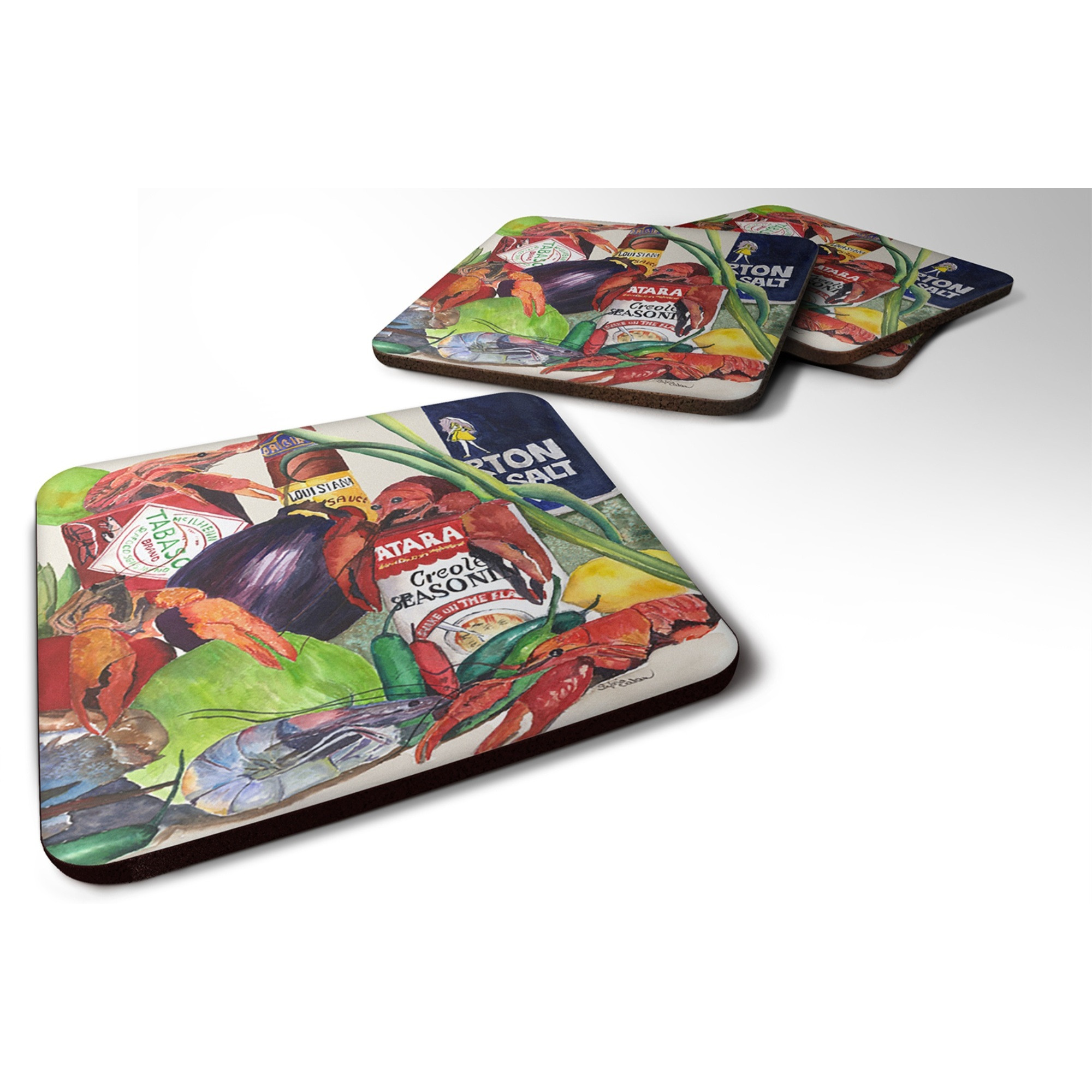 &quotCaroline's Treasures 8540-2FC Louisiana Spices Foam Coasters (Set of 4), 3.5"" H x 3.5"" W, Multicolor"