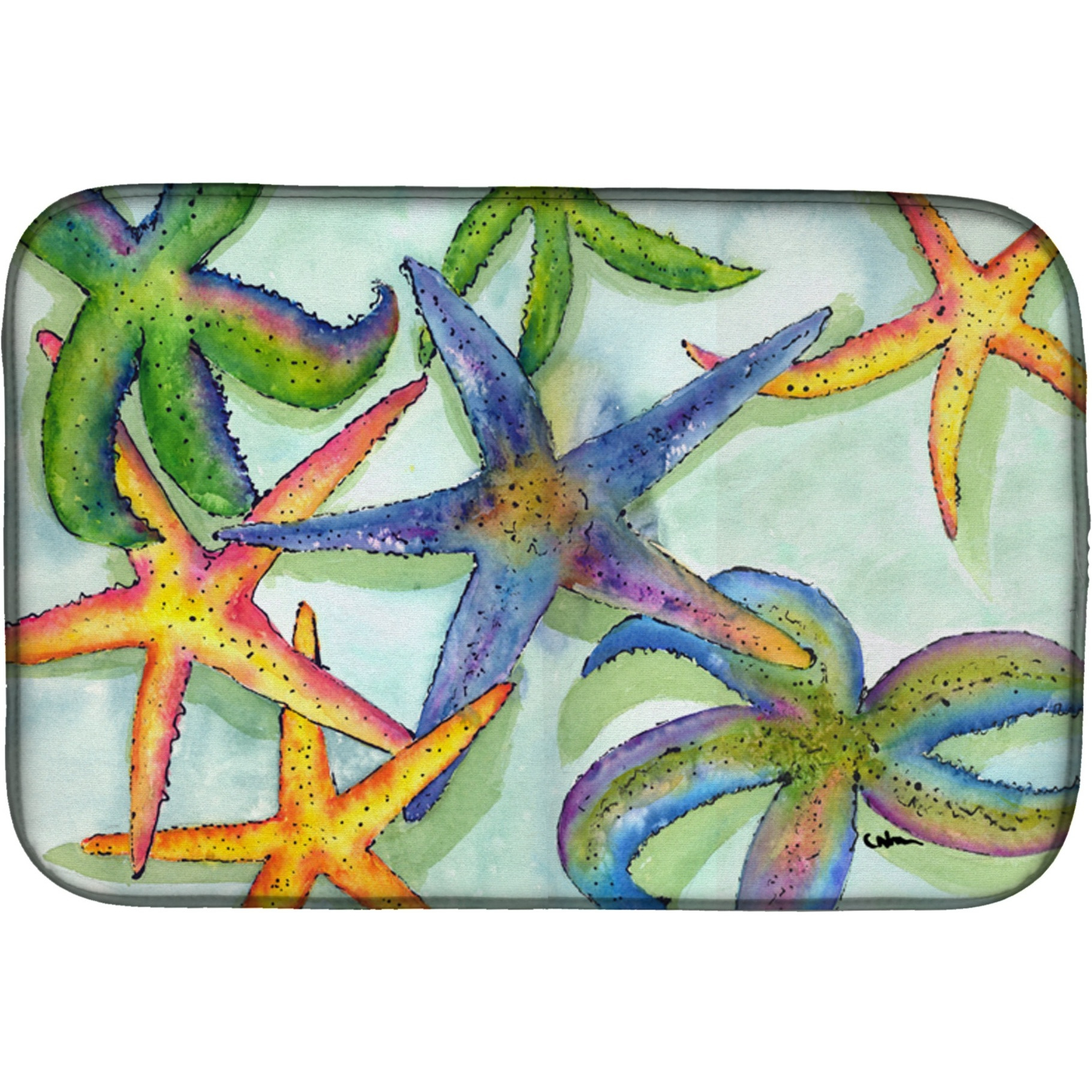 &quotCaroline's Treasures Starfish Dish Drying Mat, 14"" x 21"", Multicolor"