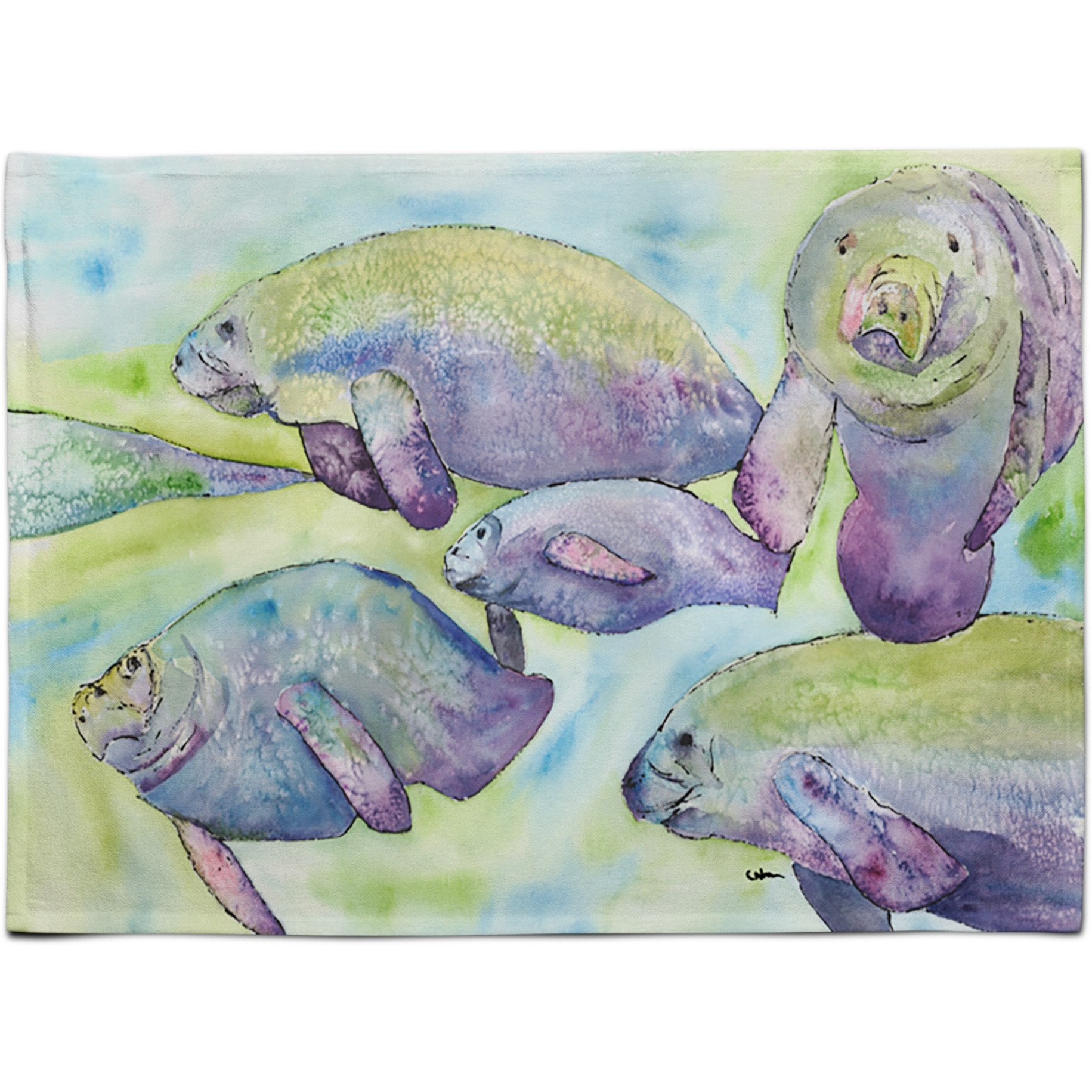 &quotCaroline's Treasures 8544PLMT Manatee Fabric Placemat, Multicolor"