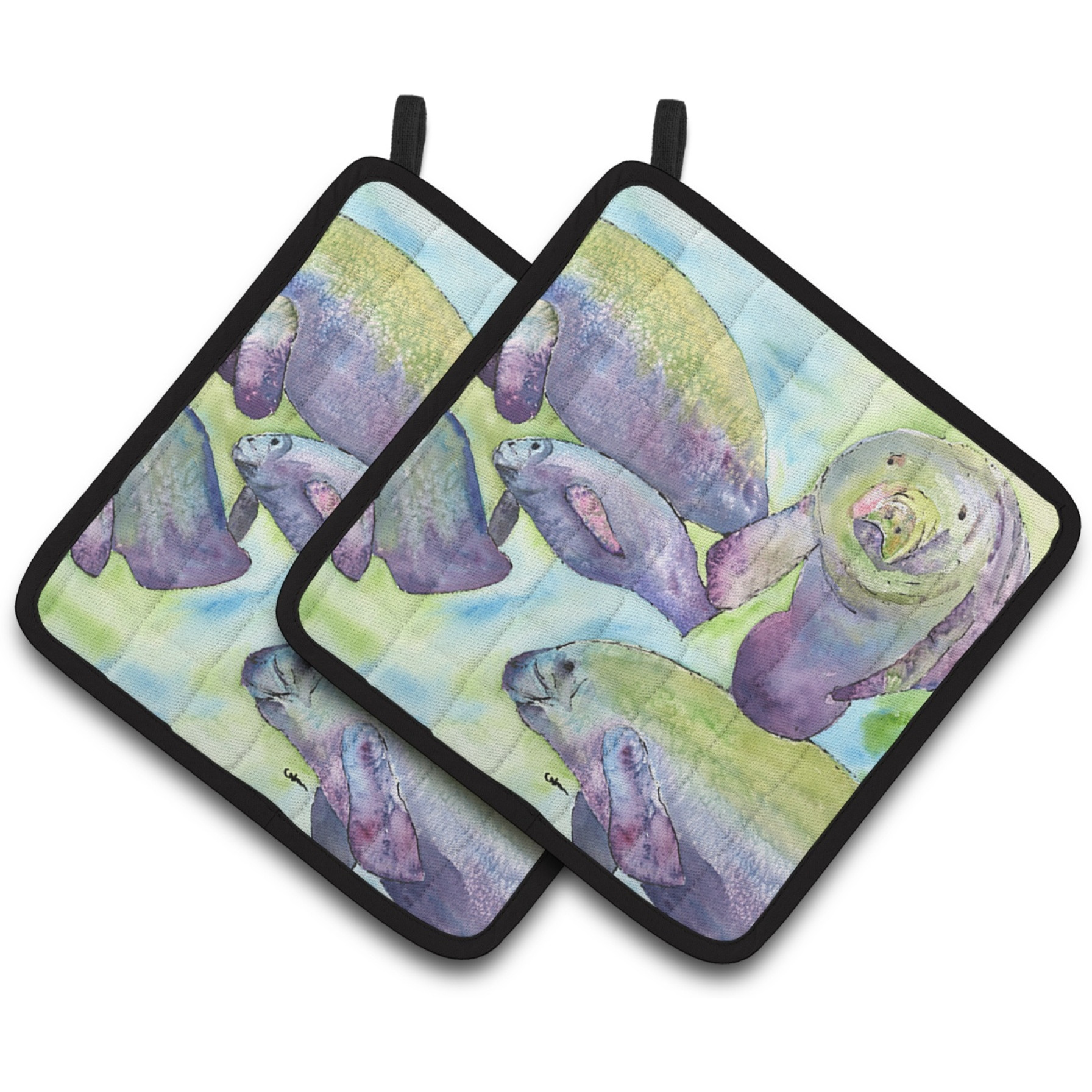 &quotCaroline's Treasures Manatee Pair of Pot Holders 8544PTHD, 7.5HX7.5W, Multicolor"