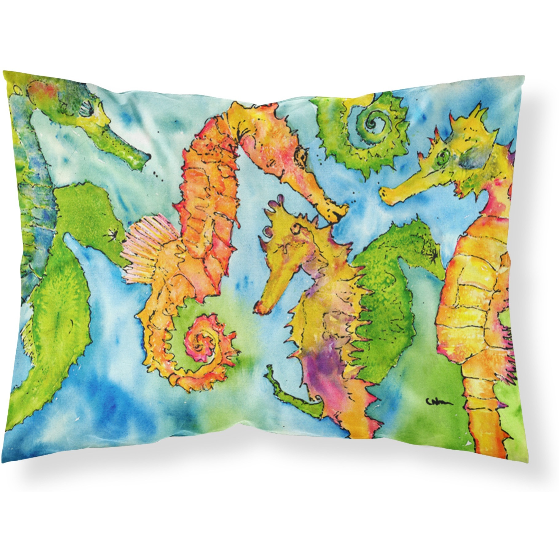 &quotCaroline's Treasures 8546PILLOWCASE Seahorse Moisture Wicking Fabric, Polyester Envelop closure type Pillow case, Standard (20 x 30 inches), Multicolor"
