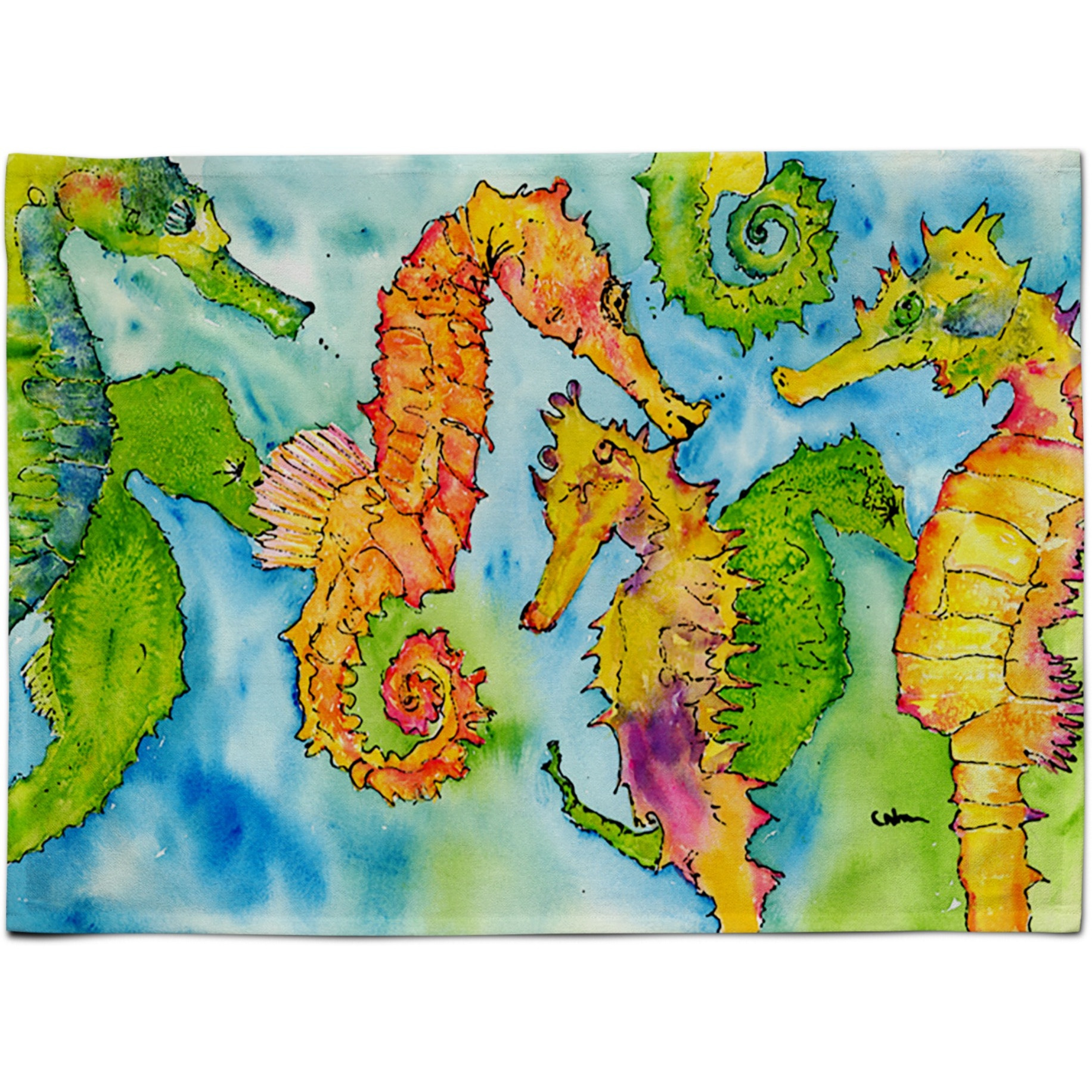&quotCaroline's Treasures 8546PLMT Seahorse Fabric Placemat, Multicolor"