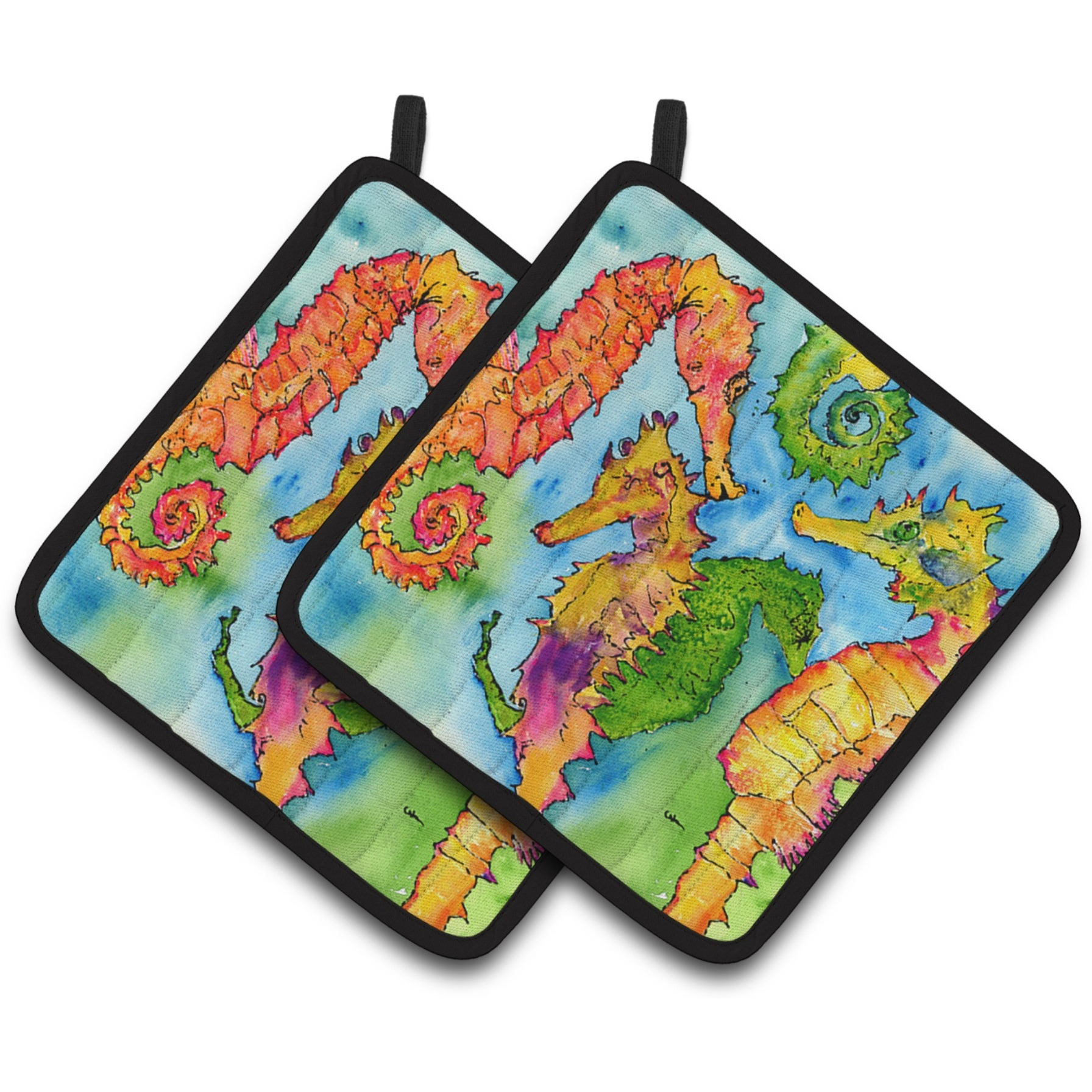 &quotCaroline's Treasures Seahorse Pair of Pot Holders 8546PTHD, 7.5HX7.5W, Multicolor"