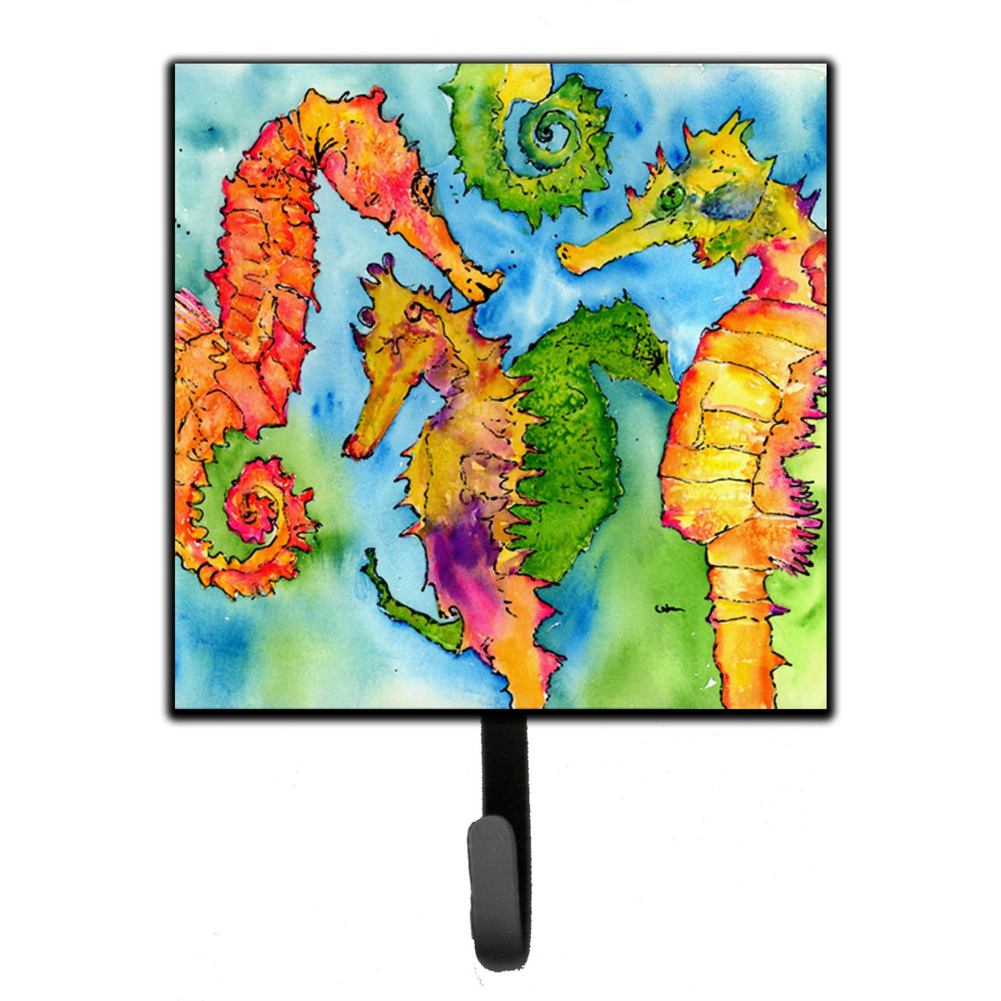&quotCaroline's Treasures Seahorse Leash Holder or Key hooks, Small, Multicolor"