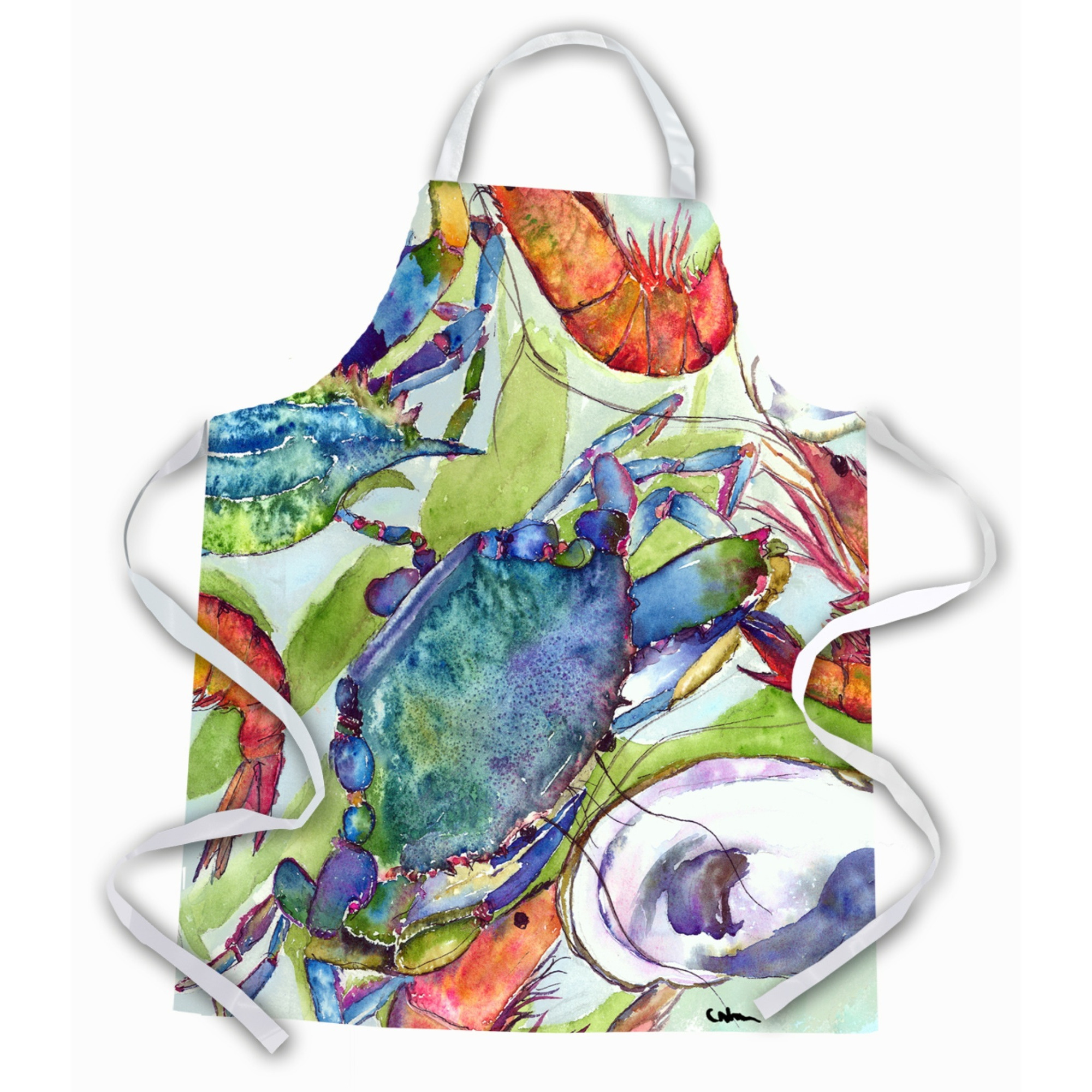 &quotCaroline's Treasures 8547APRON Crabs Shrimp and Oysters Apron, Large, Multicolor"