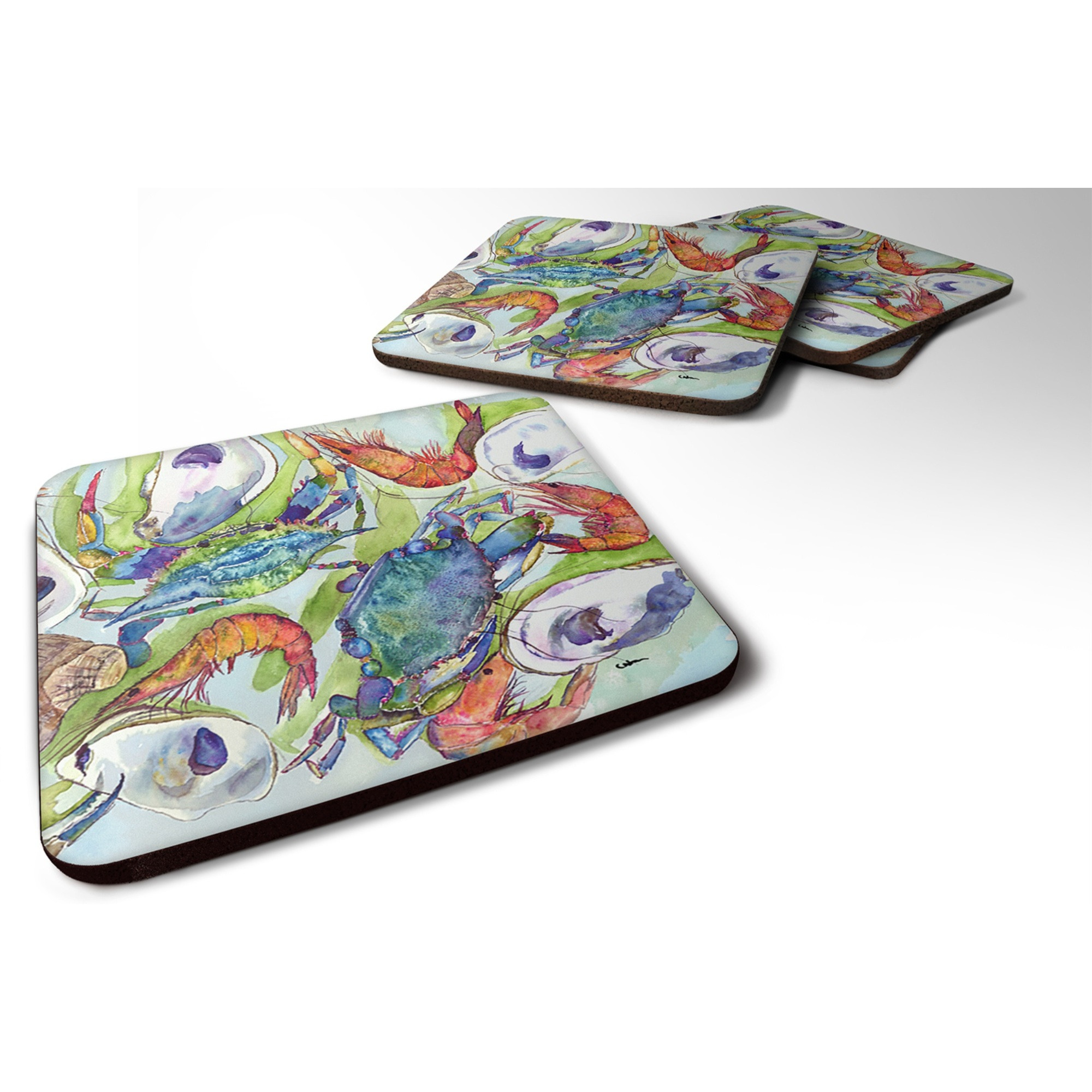 &quotCaroline's Treasures 8547FC Crab Foam Coasters (Set of 4), 3.5"" H x 3.5"" W, Multicolor"