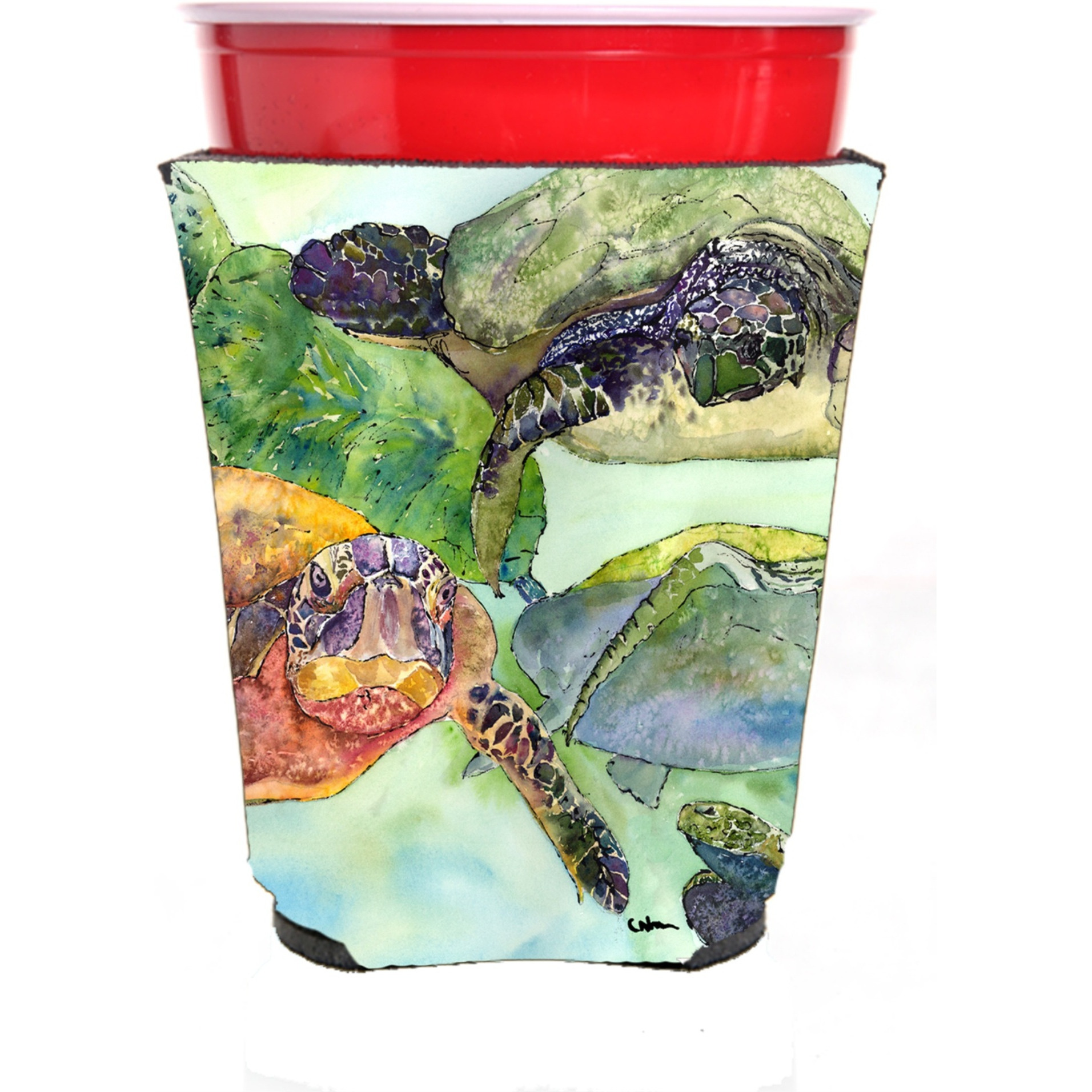 Turtle  Red Solo Cup Beverage Insulator Hugger