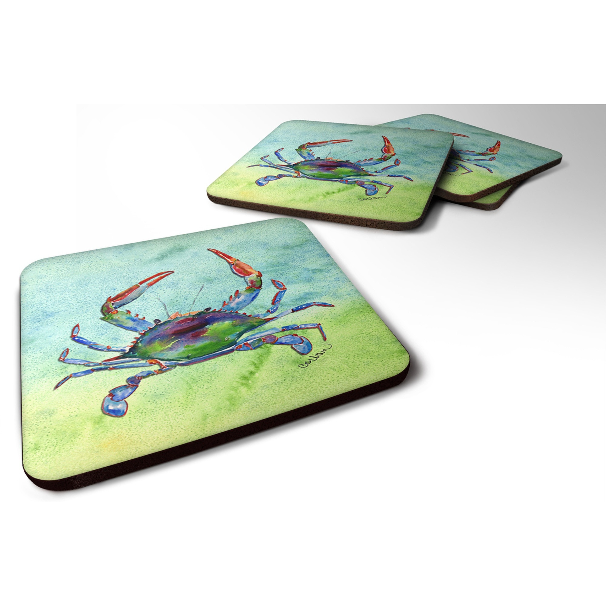 &quotCaroline's Treasures 8550FC Crab Foam Coasters (Set of 4), 3.5"" H x 3.5"" W, Multicolor"