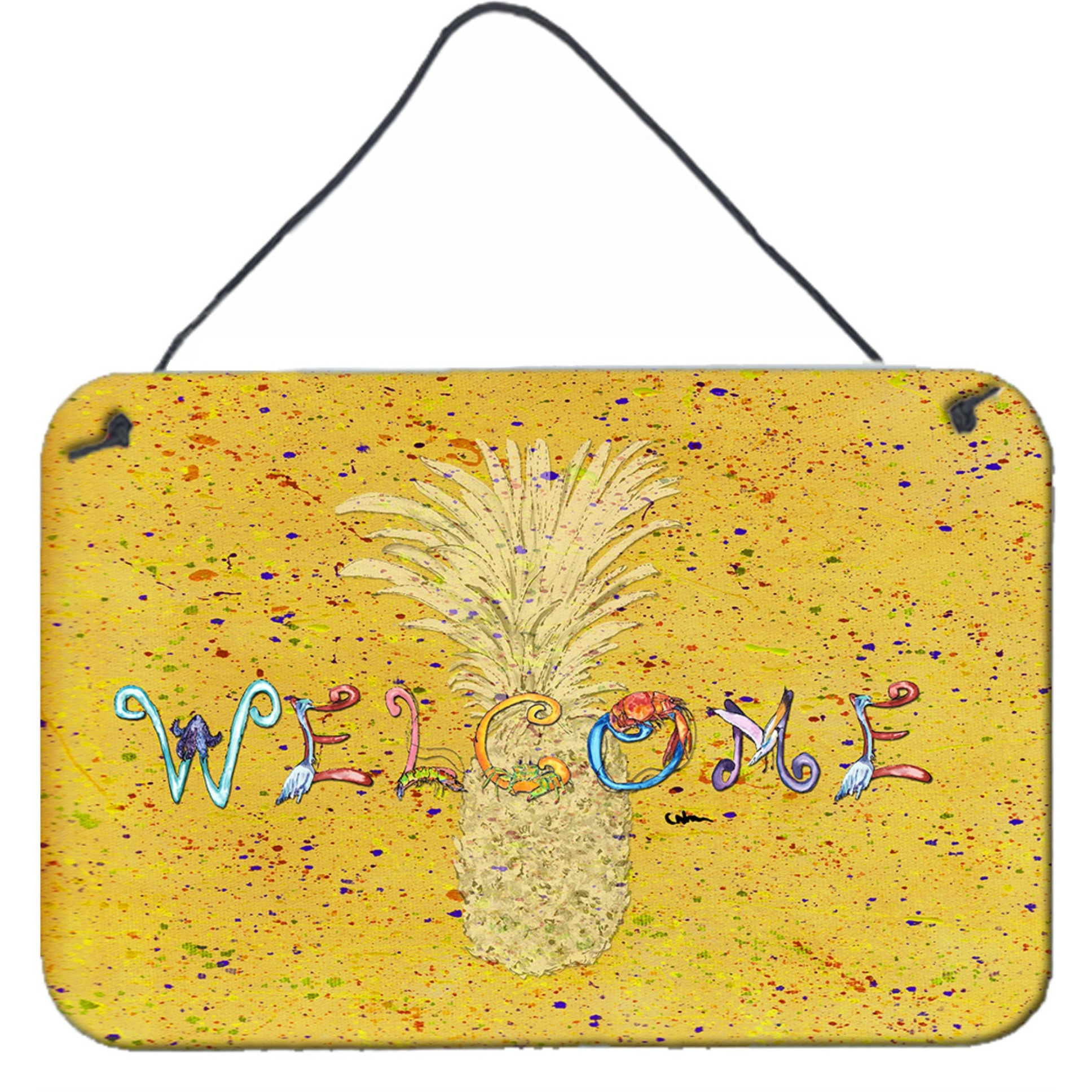 &quotCaroline's Treasures 8557DS812 Pineapple Aluminum Metal Wall or Door Hanging Prints, 8 x 12"""