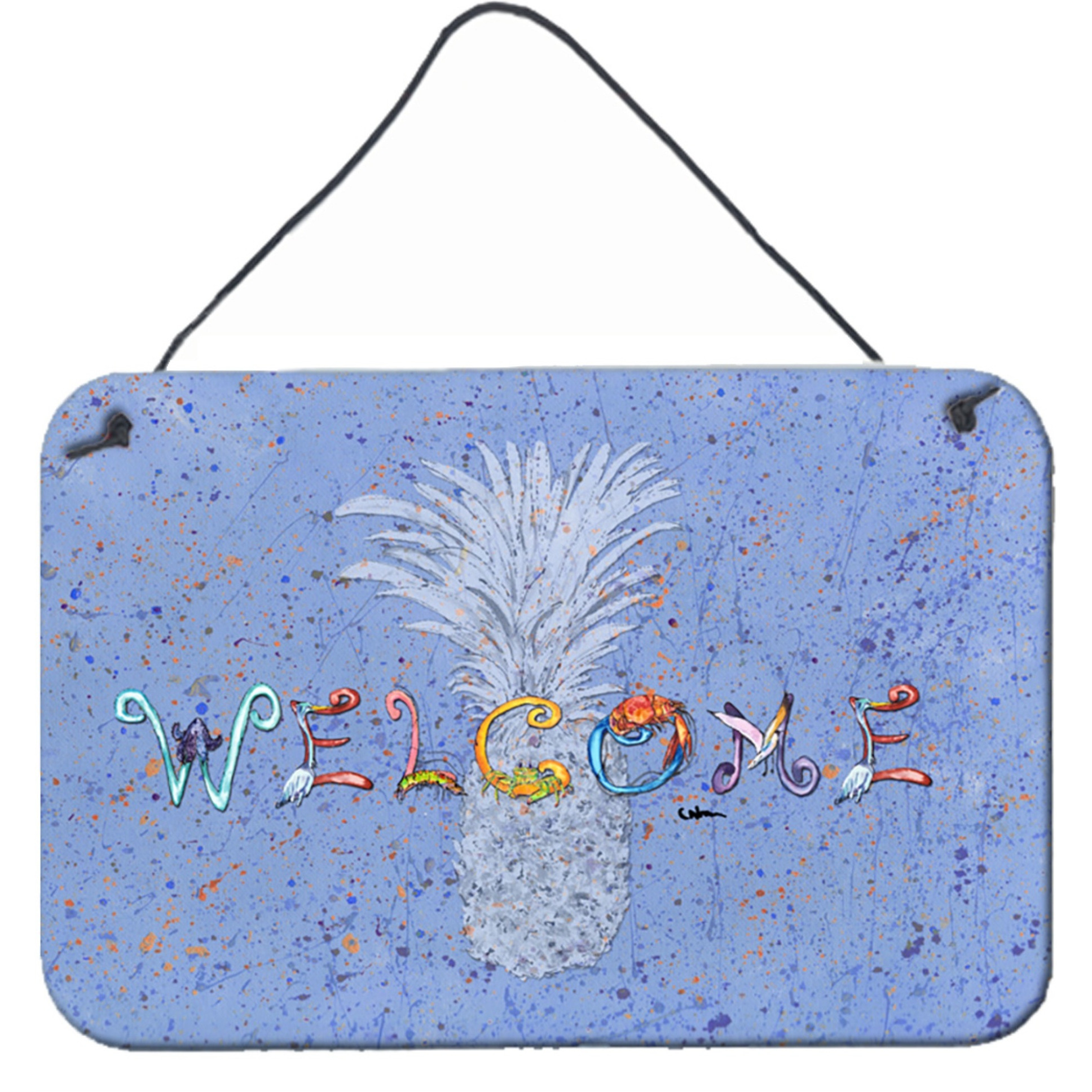 &quotCaroline's Treasures 8563DS812 Pineapple Aluminum Metal Wall or Door Hanging Prints, 8 x 12"""