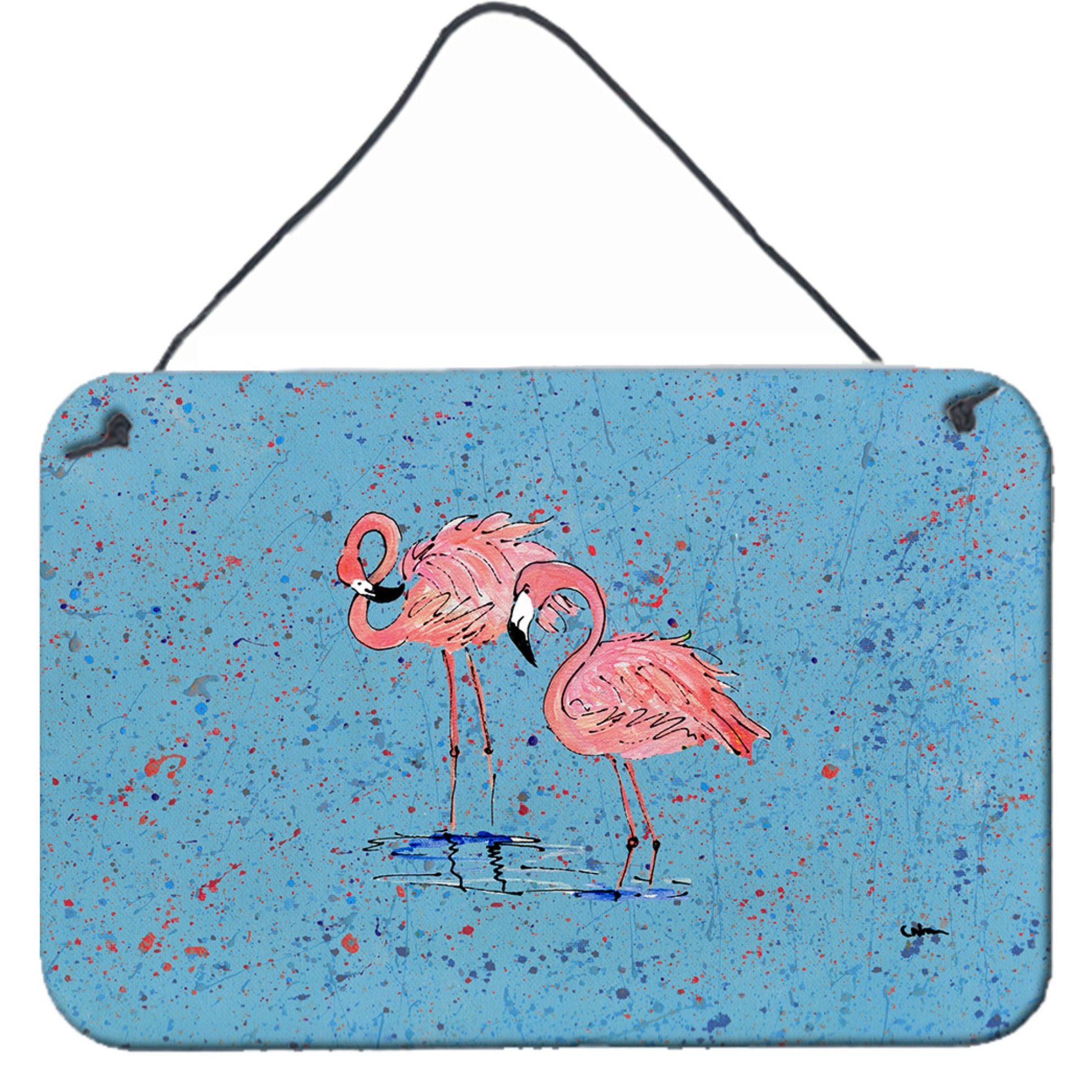 &quotCaroline's Treasures 8566DS812 Flamingo Aluminum Metal Wall or Door Hanging Prints, 8 x 12"""