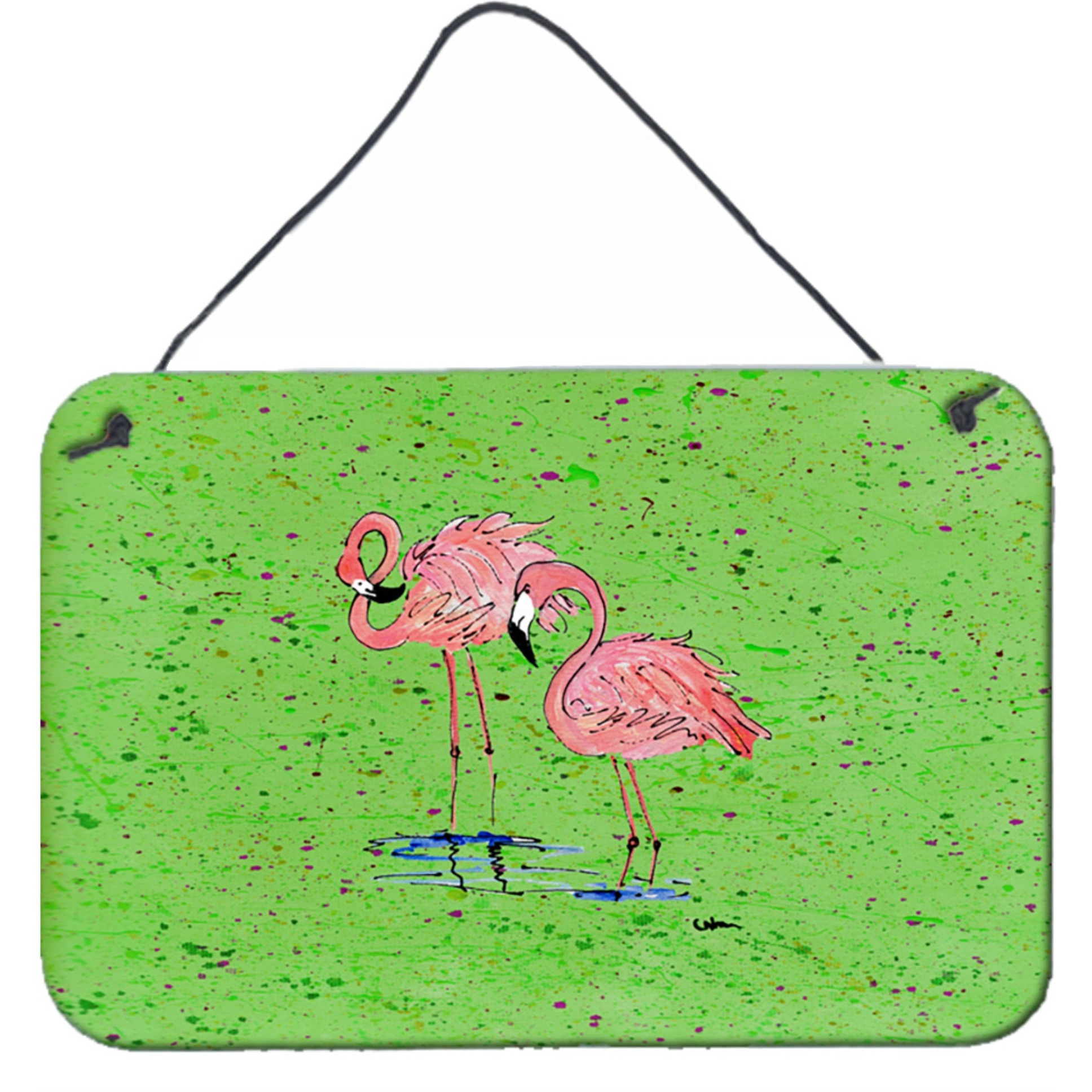 &quotCaroline's Treasures 8567DS812 Flamingo Aluminum Metal Wall or Door Hanging Prints, 8 x 12"""