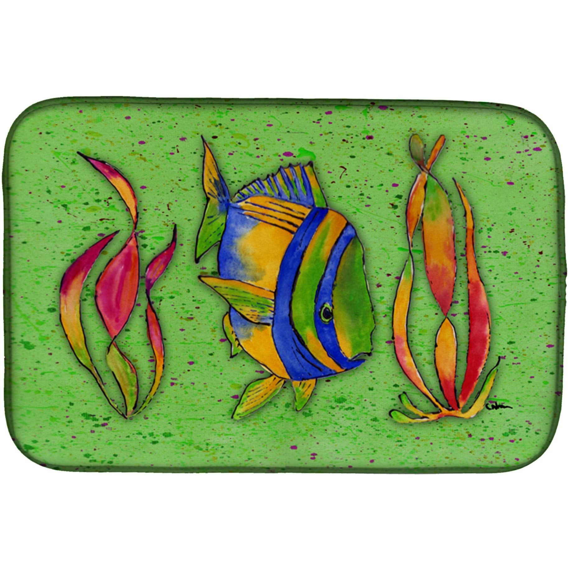 &quotCaroline's Treasures Tropical Fish Dish Drying Mat, 14"" x 21"", Multicolor"
