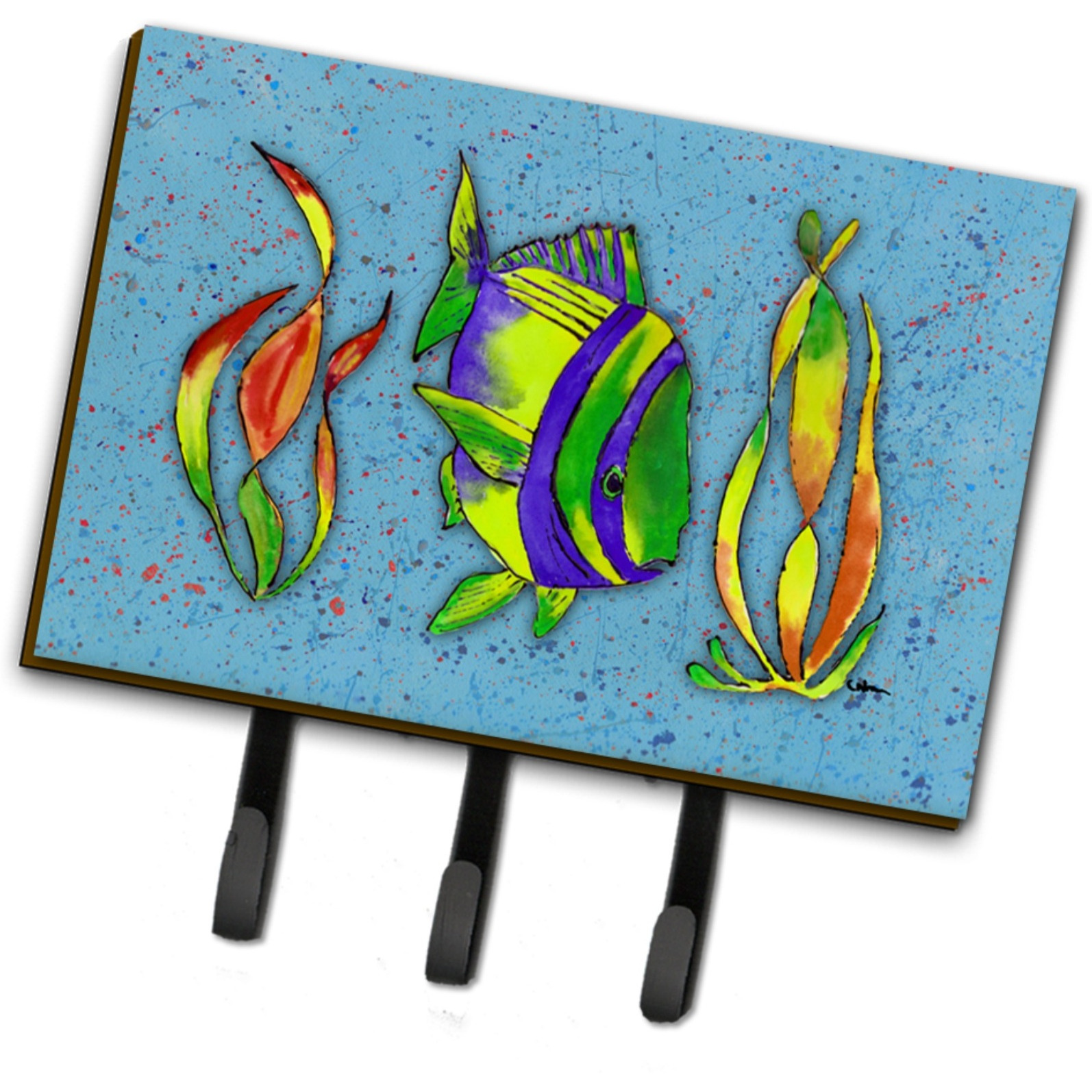 &quotCaroline's Treasures 8570TH68 Tropical Fish on Blue Leash or Key Holder, Large, Multicolor"