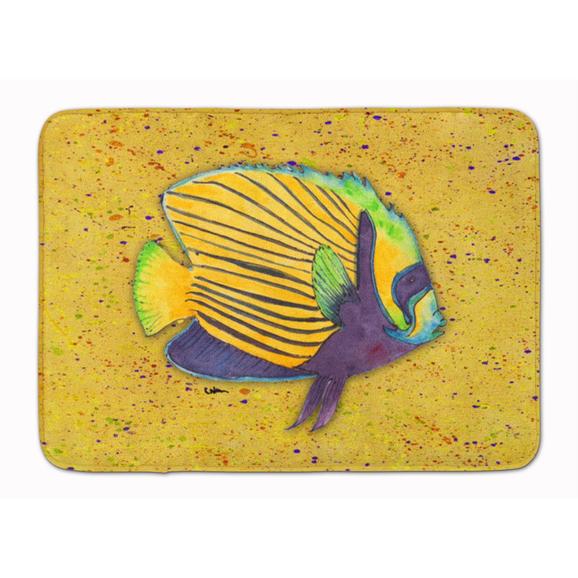 &quotCaroline's Treasures Tropical Fish on Mustard Floor Mat, 19"" x 27"", Multicolor"
