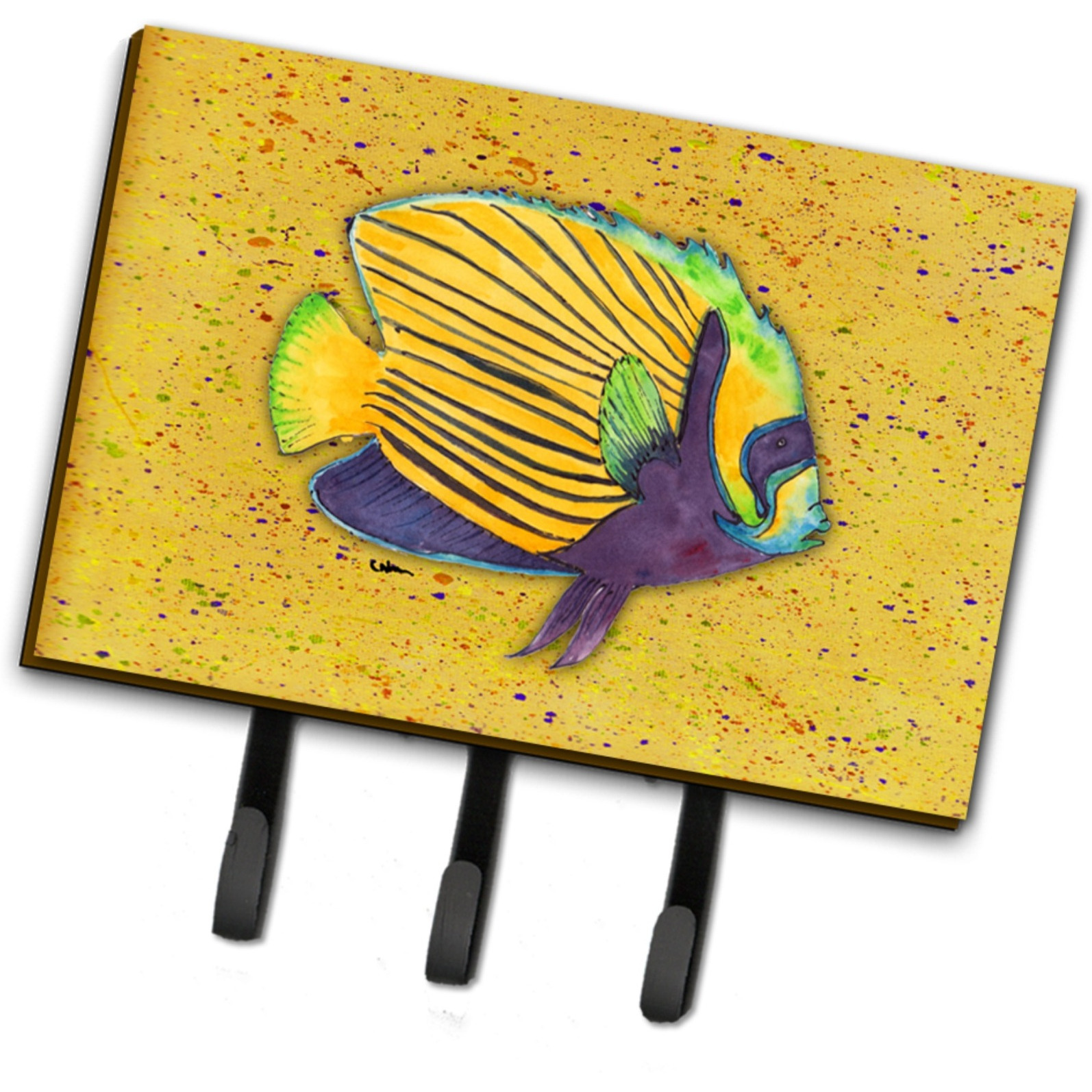 &quotCaroline's Treasures 8577TH68 Tropical Fish on Mustard Leash or Key Holder, Large, Multicolor"