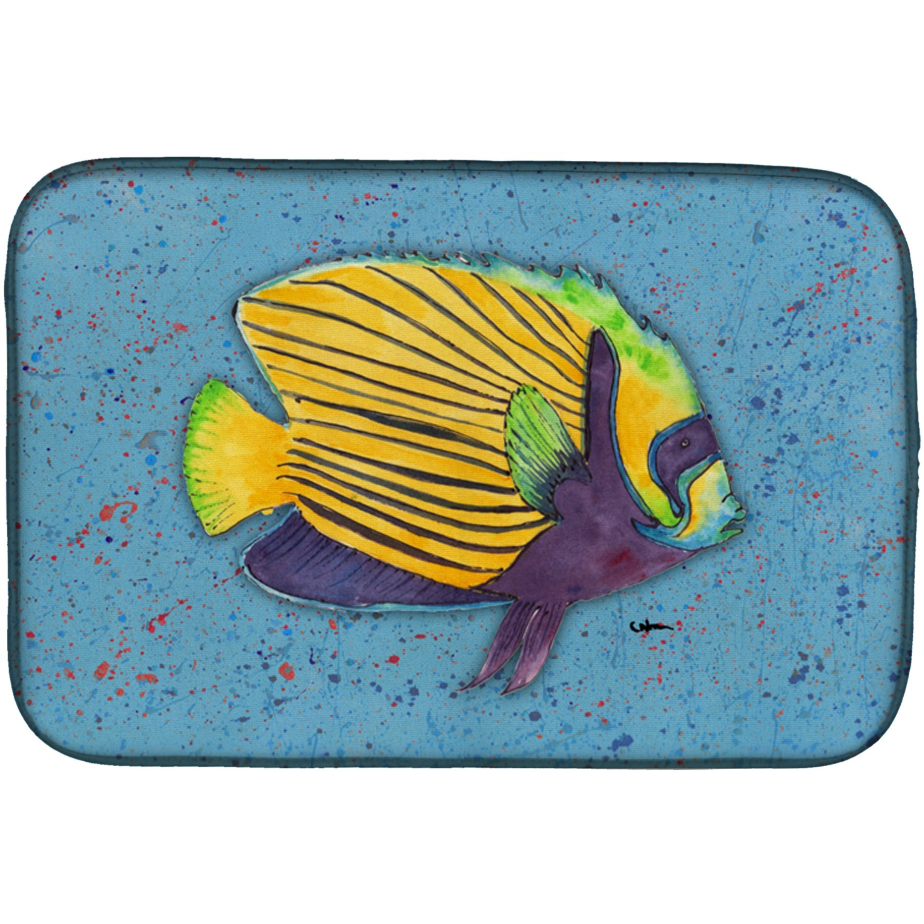 &quotCaroline's Treasures Tropical Fish on Blue Dish Drying Mat, 14 x 21, Multicolor"