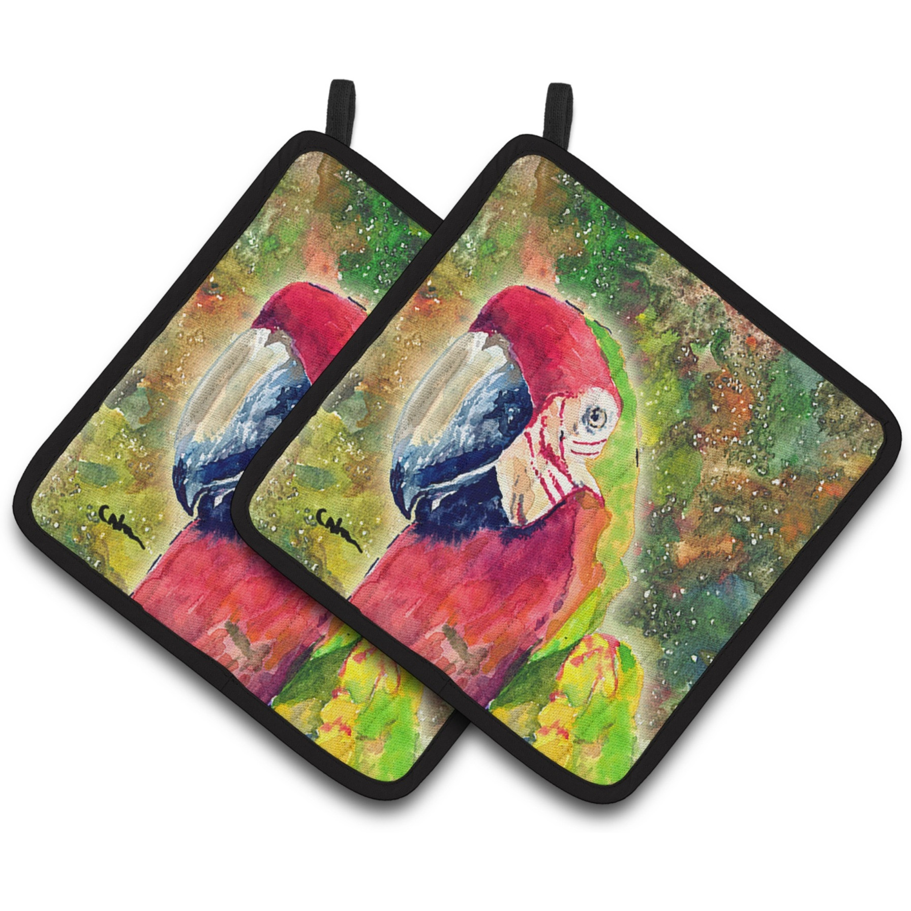 &quotCaroline's Treasures Parrot Head Pair of Pot Holders 8601PTHD, 7.5HX7.5W, Multicolor"
