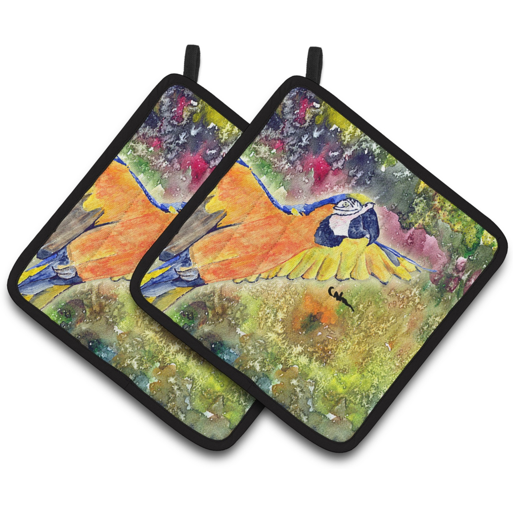 &quotCaroline's Treasures Parrot Head Pair of Pot Holders 8602PTHD, 7.5HX7.5W, Multicolor"