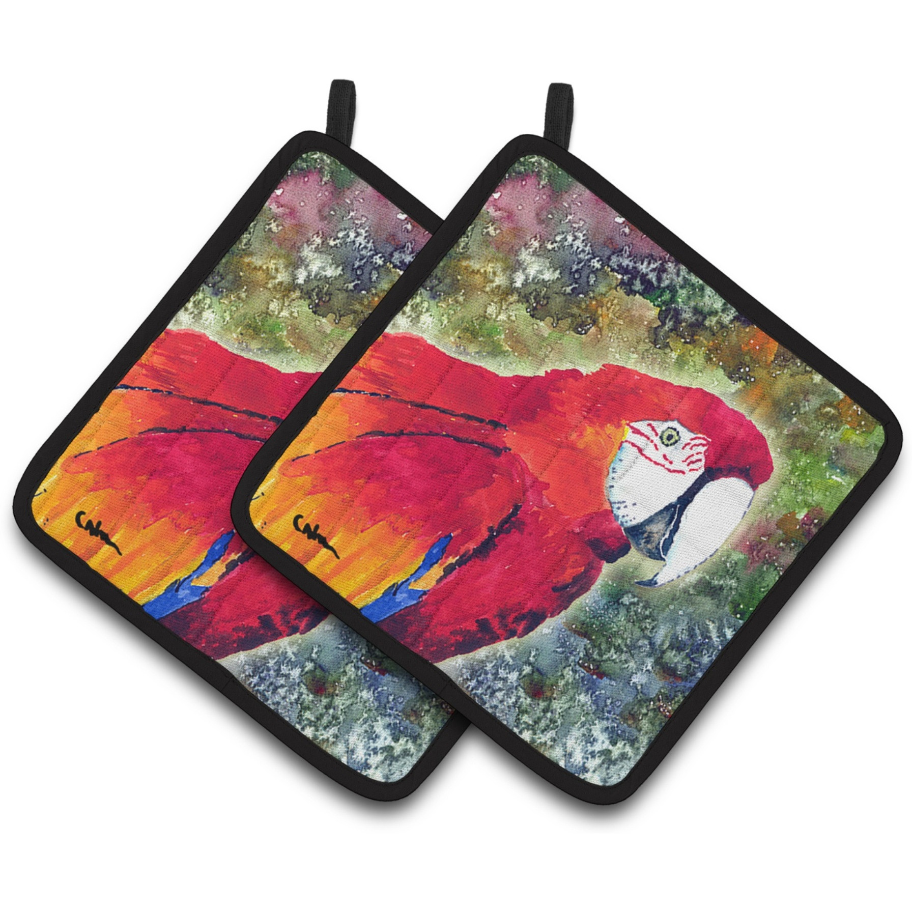 &quotCaroline's Treasures Parrot Head Pair of Pot Holders 8603PTHD, 7.5HX7.5W, Multicolor"