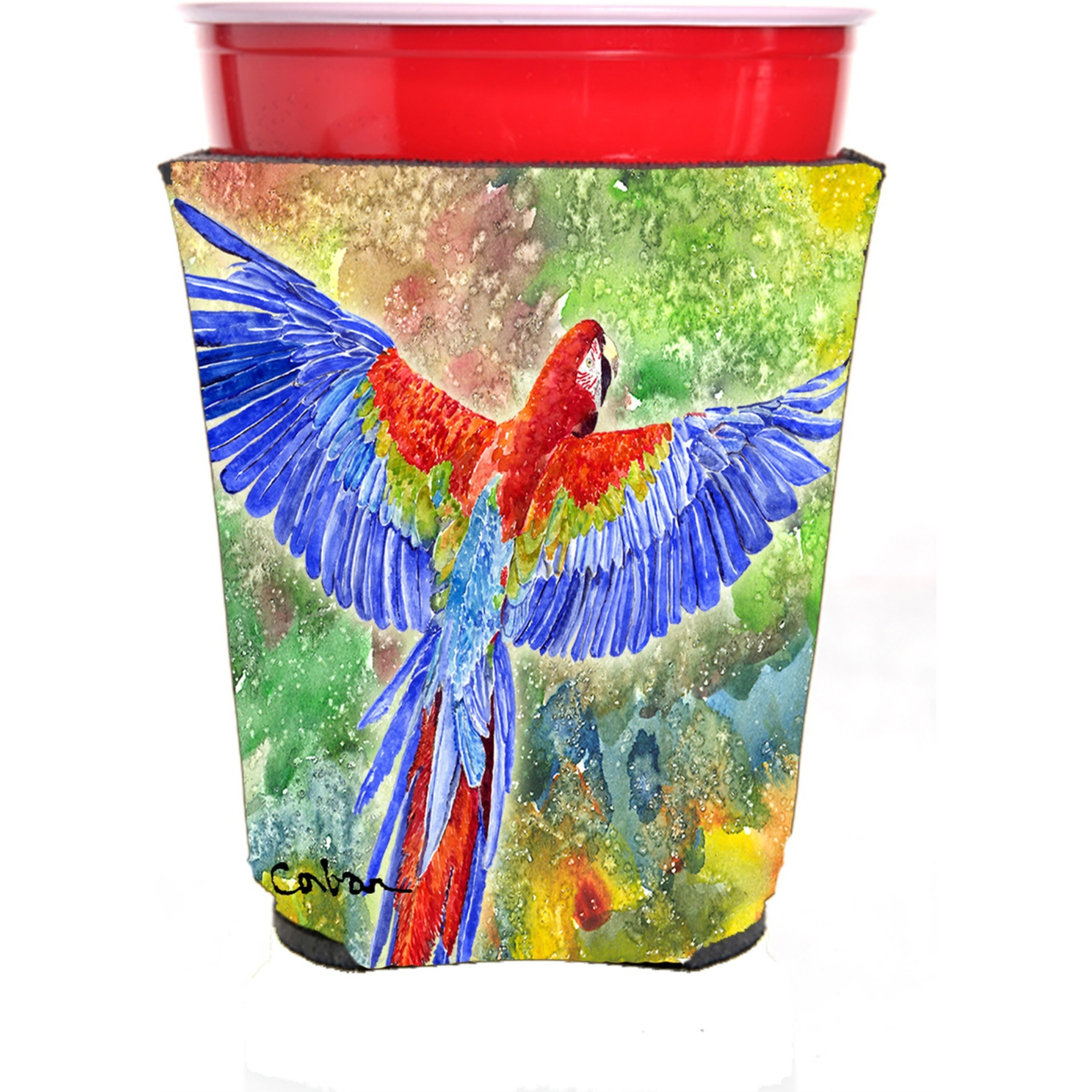 &quotCaroline's Treasures 8604RSC Parrot Red Solo Cup Hugger, Multicolor"