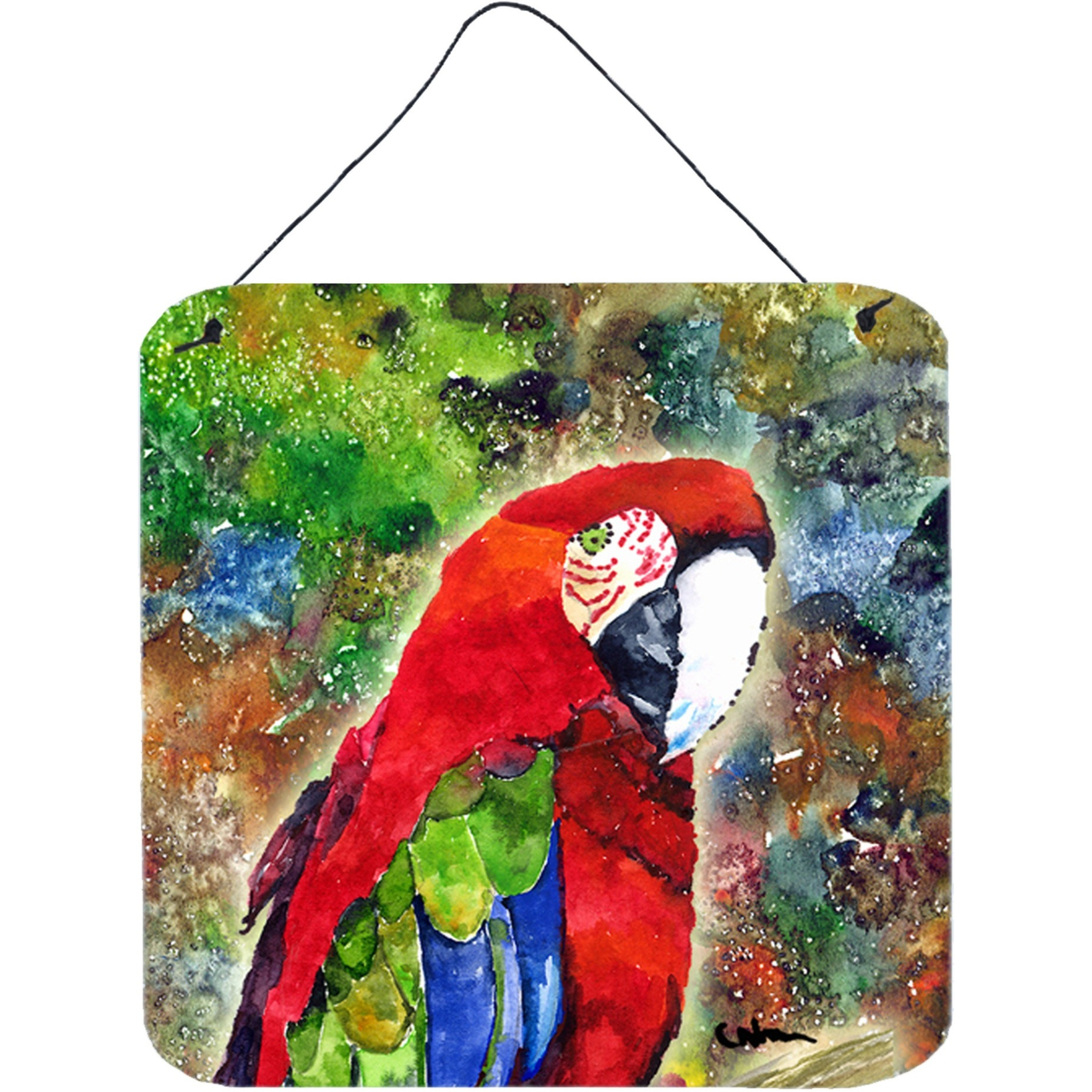 &quotCaroline's Treasures 8606DS66 Parrot Aluminum Metal Wall or Door Hanging Prints, 6 x 6"", Multicolor"