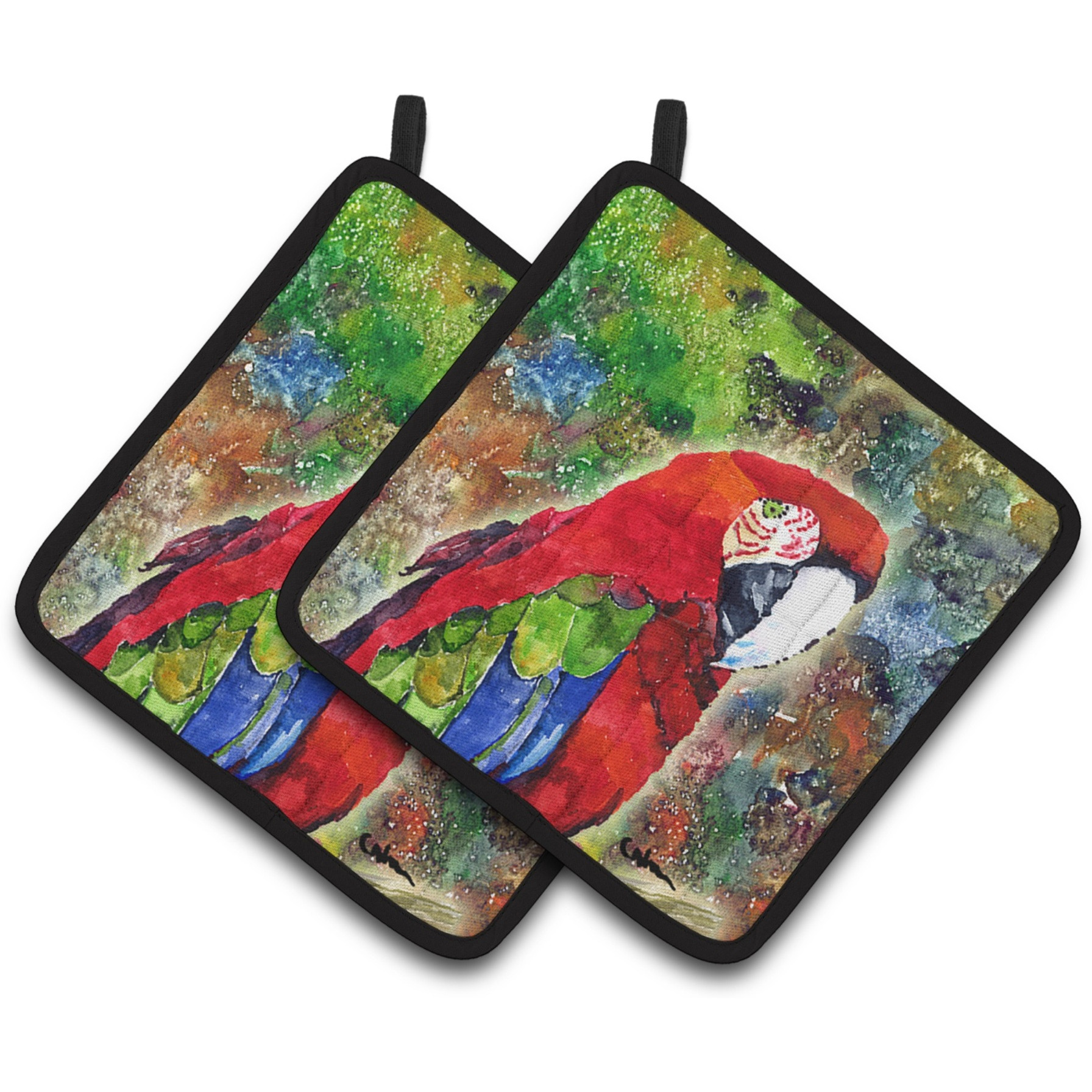 &quotCaroline's Treasures 8606PTHD Bird "&quotParrot"" Pot Holders (1 Pair), 7.5"" x 7.5"", Multicolor"