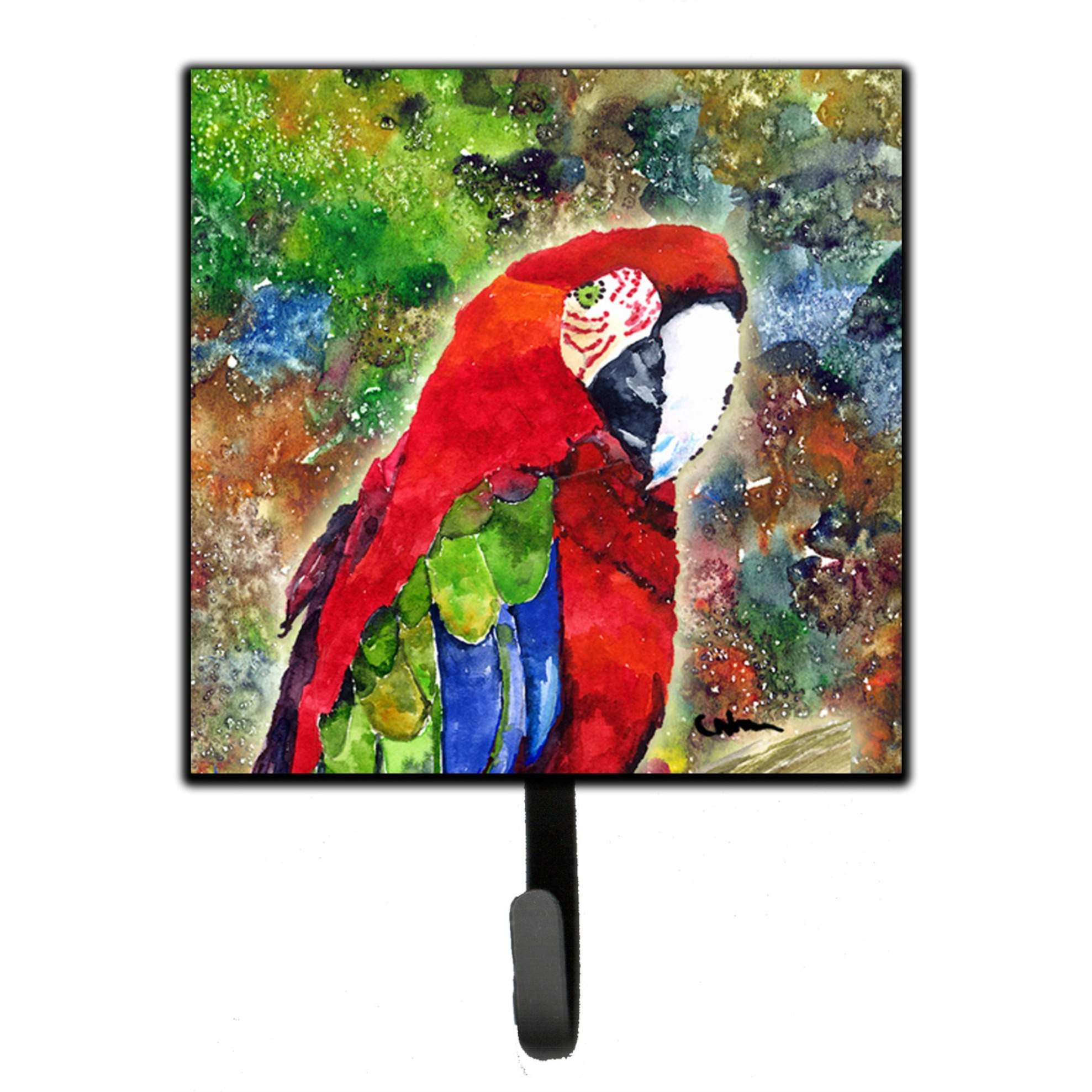 &quotCaroline's Treasures 8606SH4 Bird-Parrot Leash Holder or Key Hook, Small, Multicolor"
