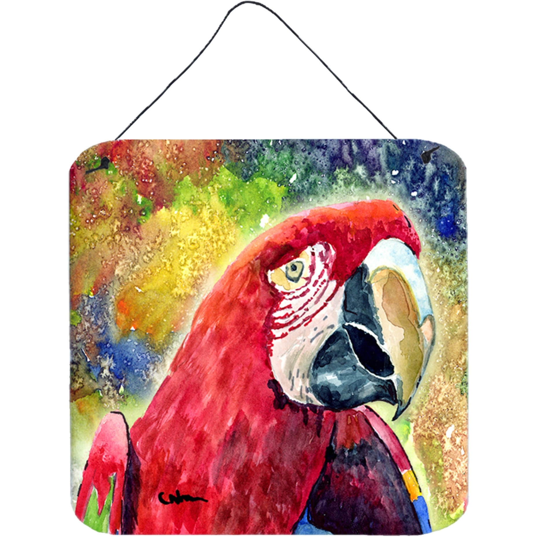 &quotCaroline's Treasures 8607DS66 Bird-Parrot Aluminum Metal Wall or Door Hanging Prints, 6 x 6"", Multicolor"