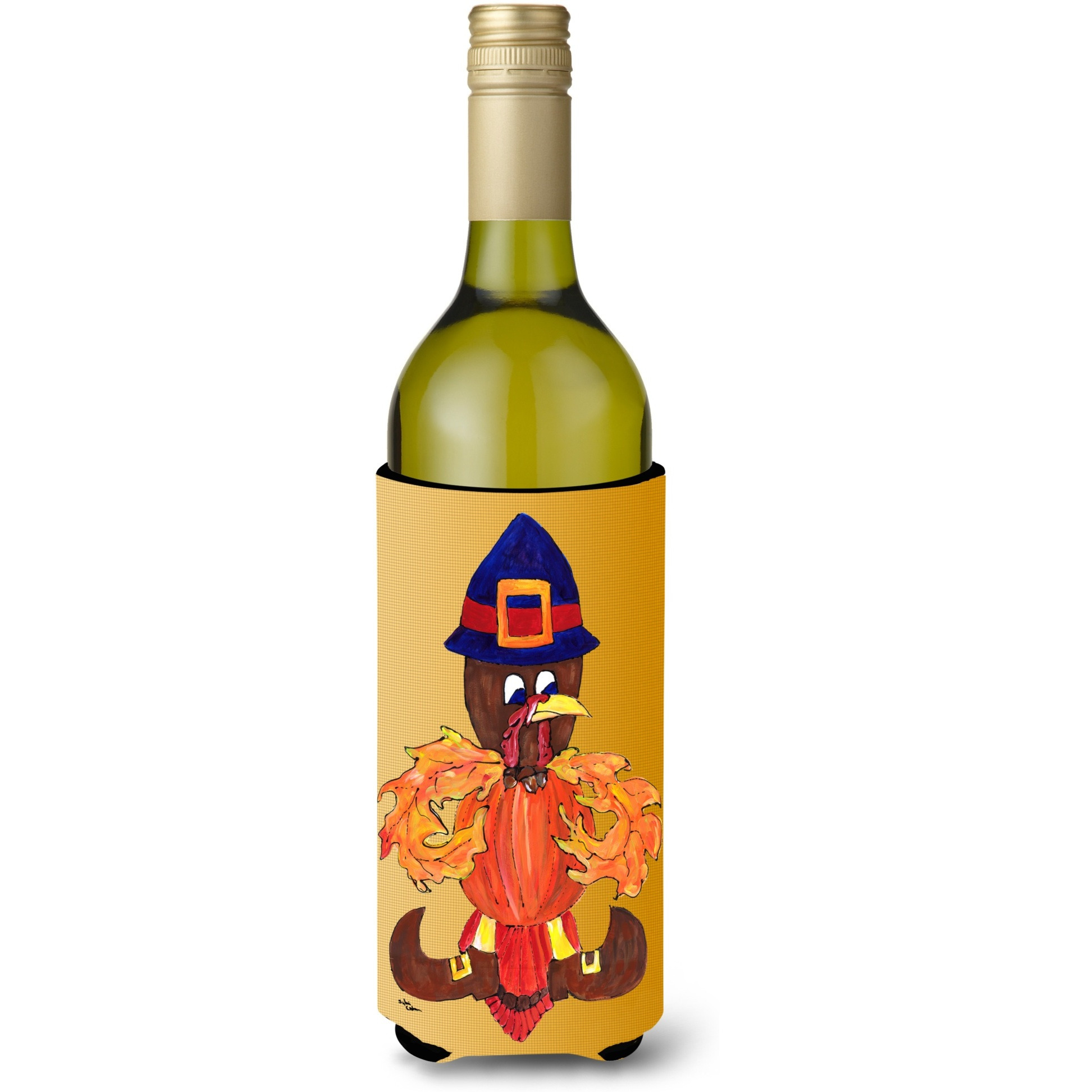 Thanksgiving Turkey Fleur de lis Wine Bottle Beverage Insulator Beverage Insulator Hugger