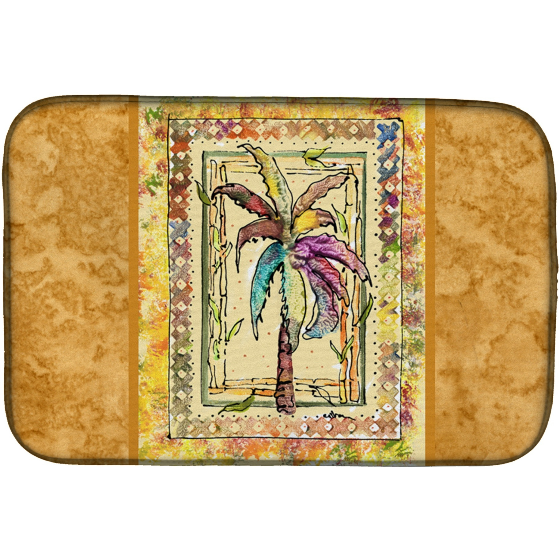 &quotCaroline's Treasures Palm Tree Dish Drying Mat, 14"" x 21"", Multicolor"