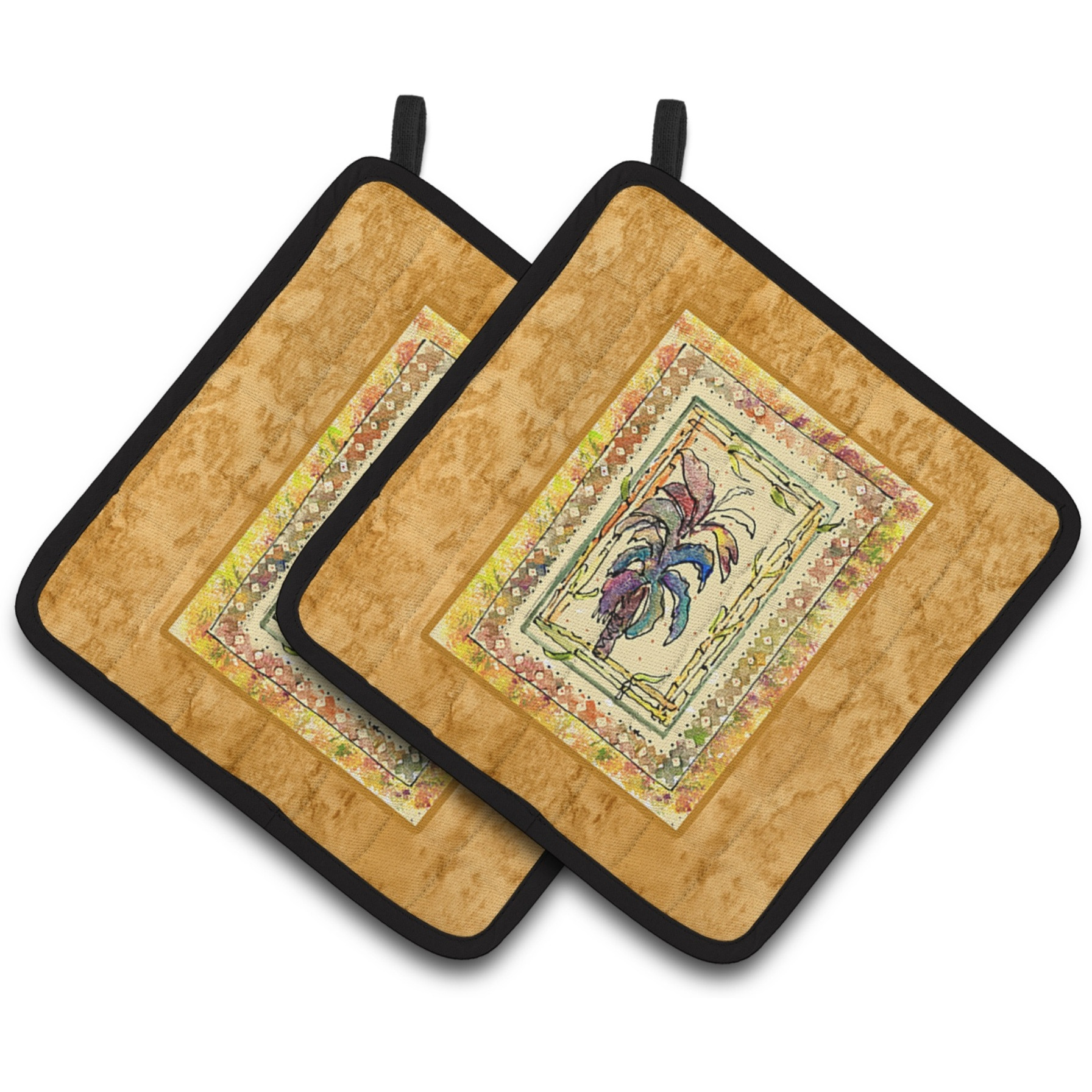 &quotCaroline's Treasures 8615PTHD Palm Tree Pot Holders (1 Pair), 7.5"" x 7.5"", Multicolor"