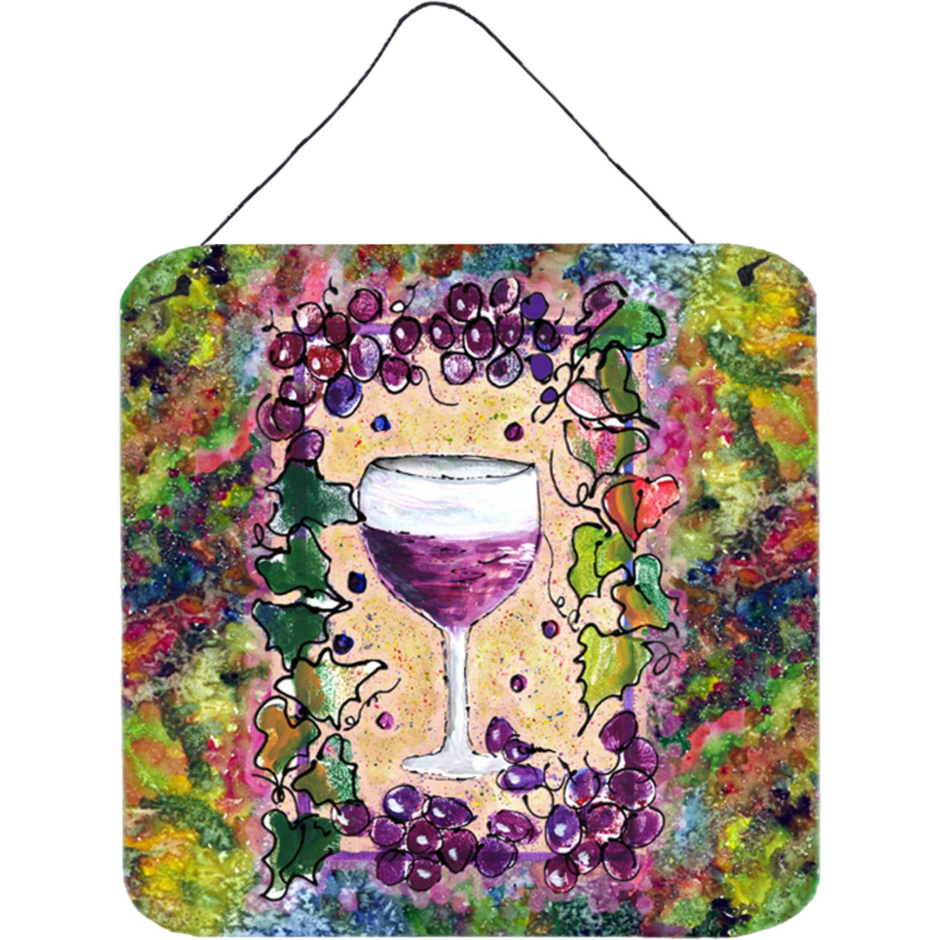 &quotCaroline's Treasures 8616DS66 Wine Aluminum Metal Wall or Door Hanging Prints, 6 x 6"", Multicolor"