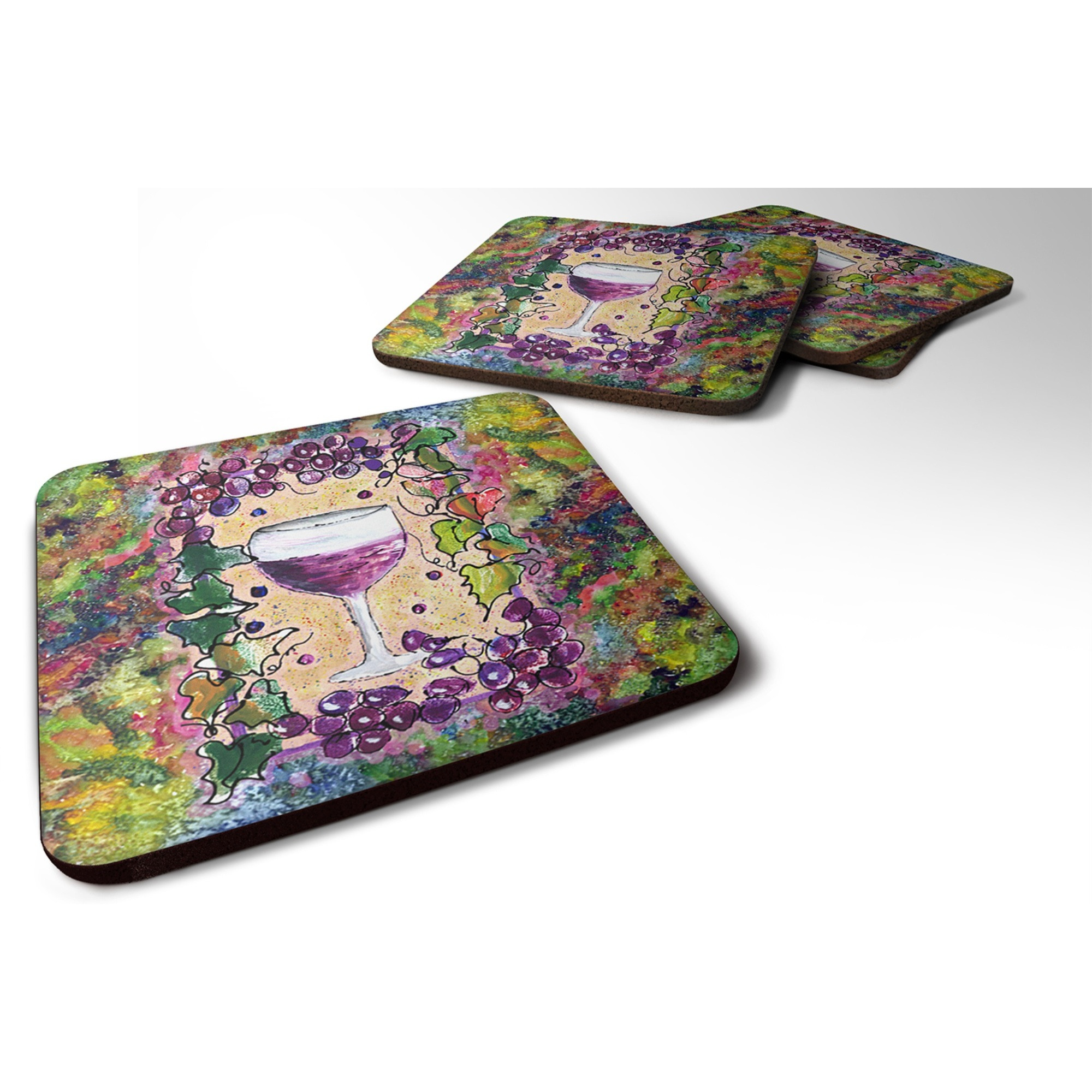&quotCaroline's Treasures 8616FC Wine Foam Coasters (Set of 4), 3.5"" H x 3.5"" W, Multicolor"
