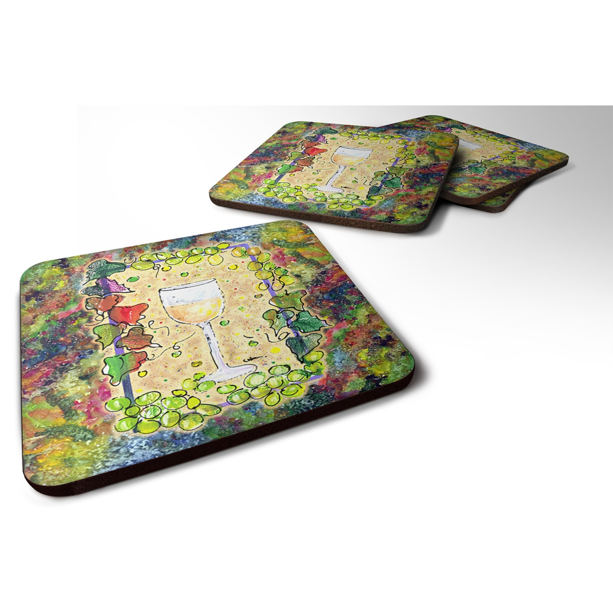 &quotCaroline's Treasures 8617FC Wine Foam Coasters (Set of 4), 3.5"" H x 3.5"" W, Multicolor"