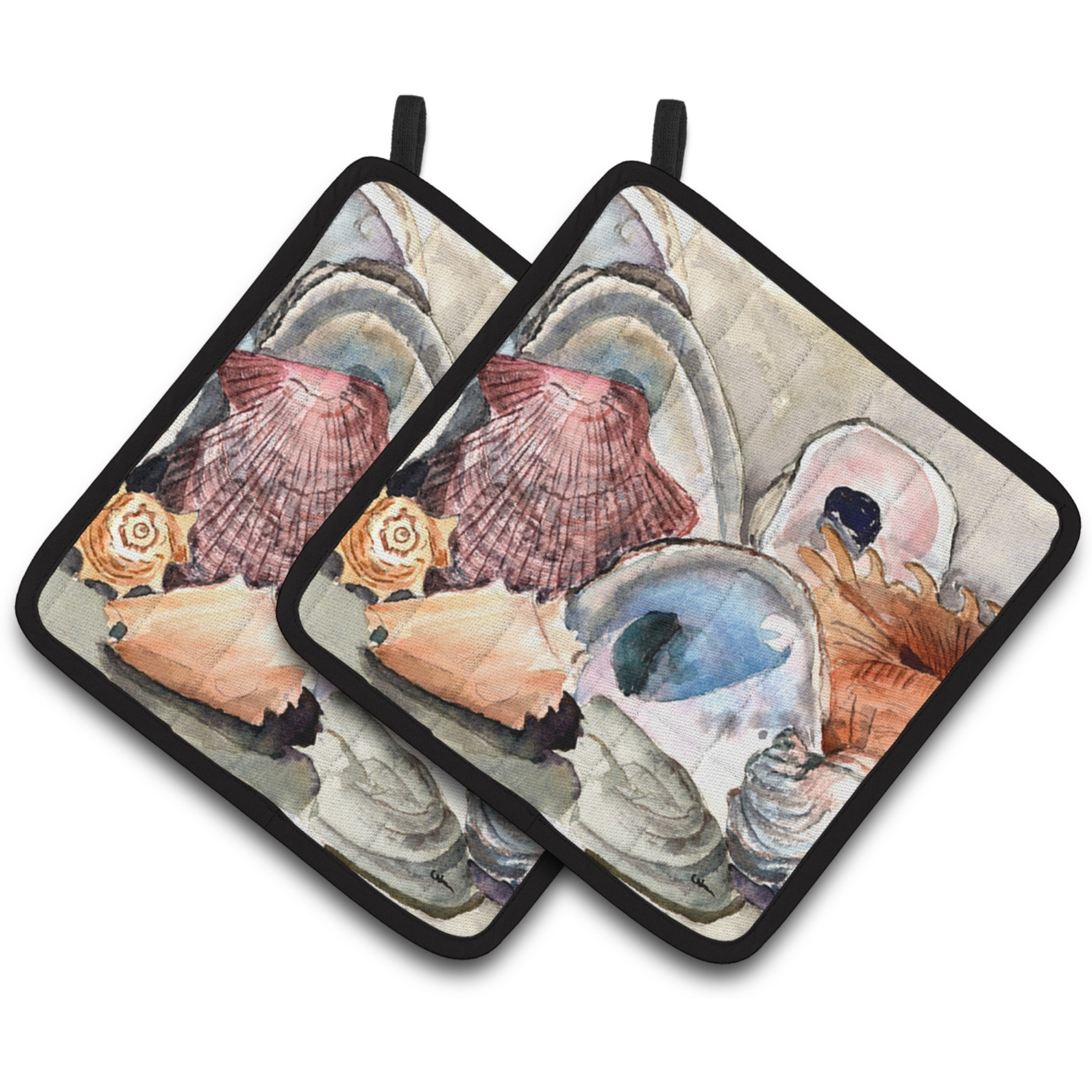 &quotCaroline's Treasures 8619PTHD Sea Shells Pot Holders (1 Pair), 7.5"" x 7.5"", Multicolor"