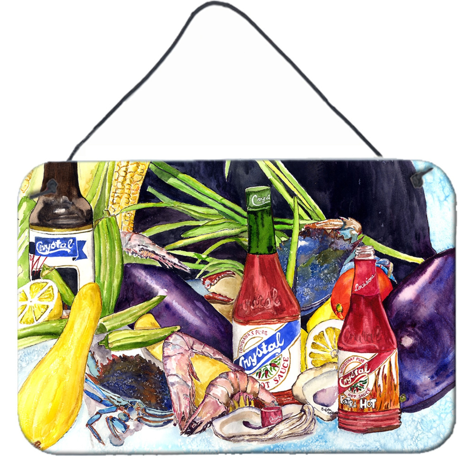 &quotCaroline's Treasures 8637DS812 Crystal Hot Sauce with Seafood Wall or Door Hanging Prints, 8 x 12"", Multicolor"