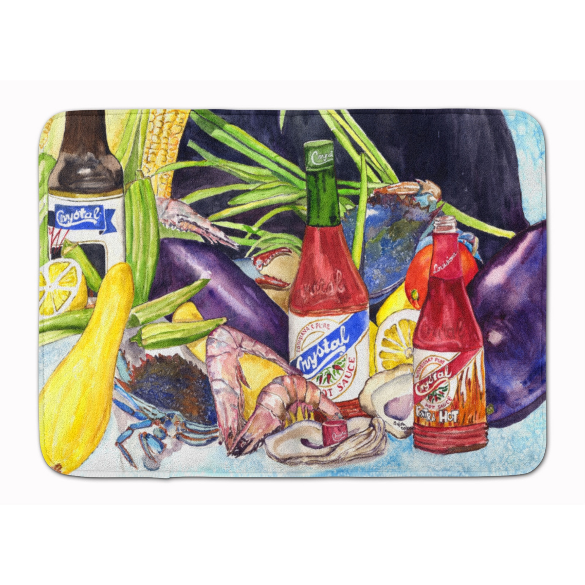 &quotCaroline's Treasures Crystal Hot Sauce with Seafood Floor Mat, 19"" x 27"", Multicolor"