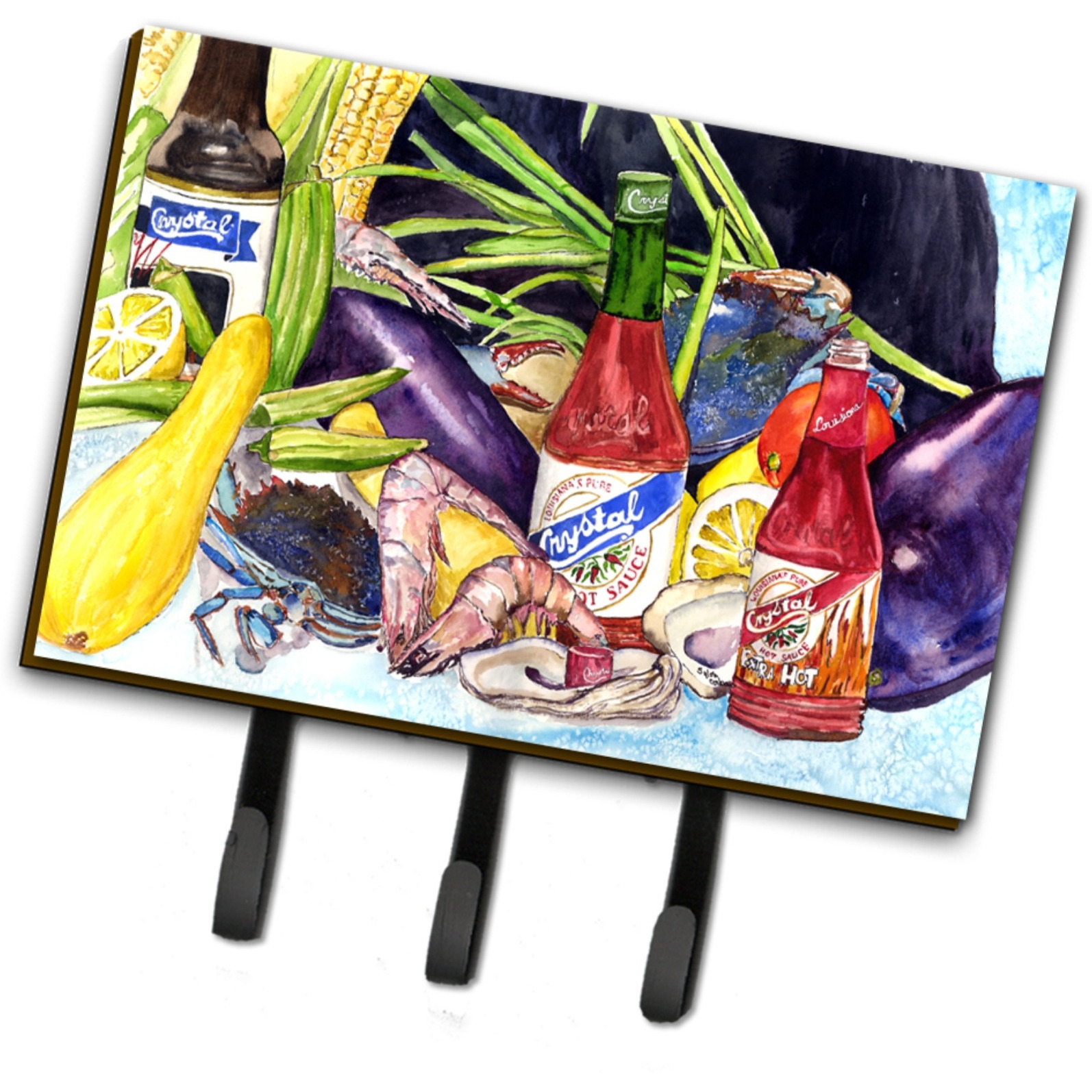 &quotCaroline's Treasures 8637TH68 Crystal Hot Sauce with Seafood Leash or Key Holder, Large, Multicolor"