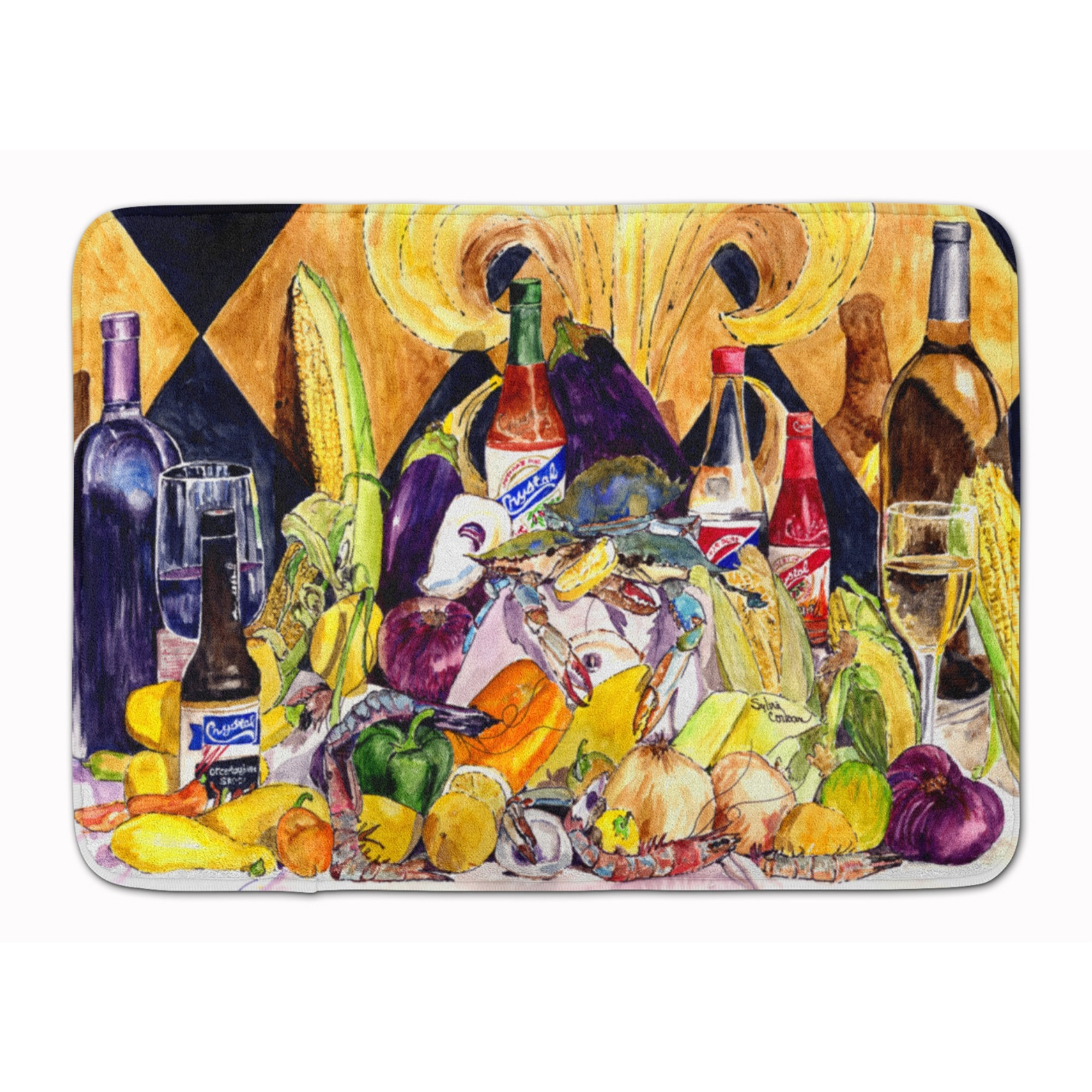 &quotCaroline's Treasures Crystal Hot Sauce Fleur De lis Wine Floor Mat, 19"" x 27"", Multicolor"