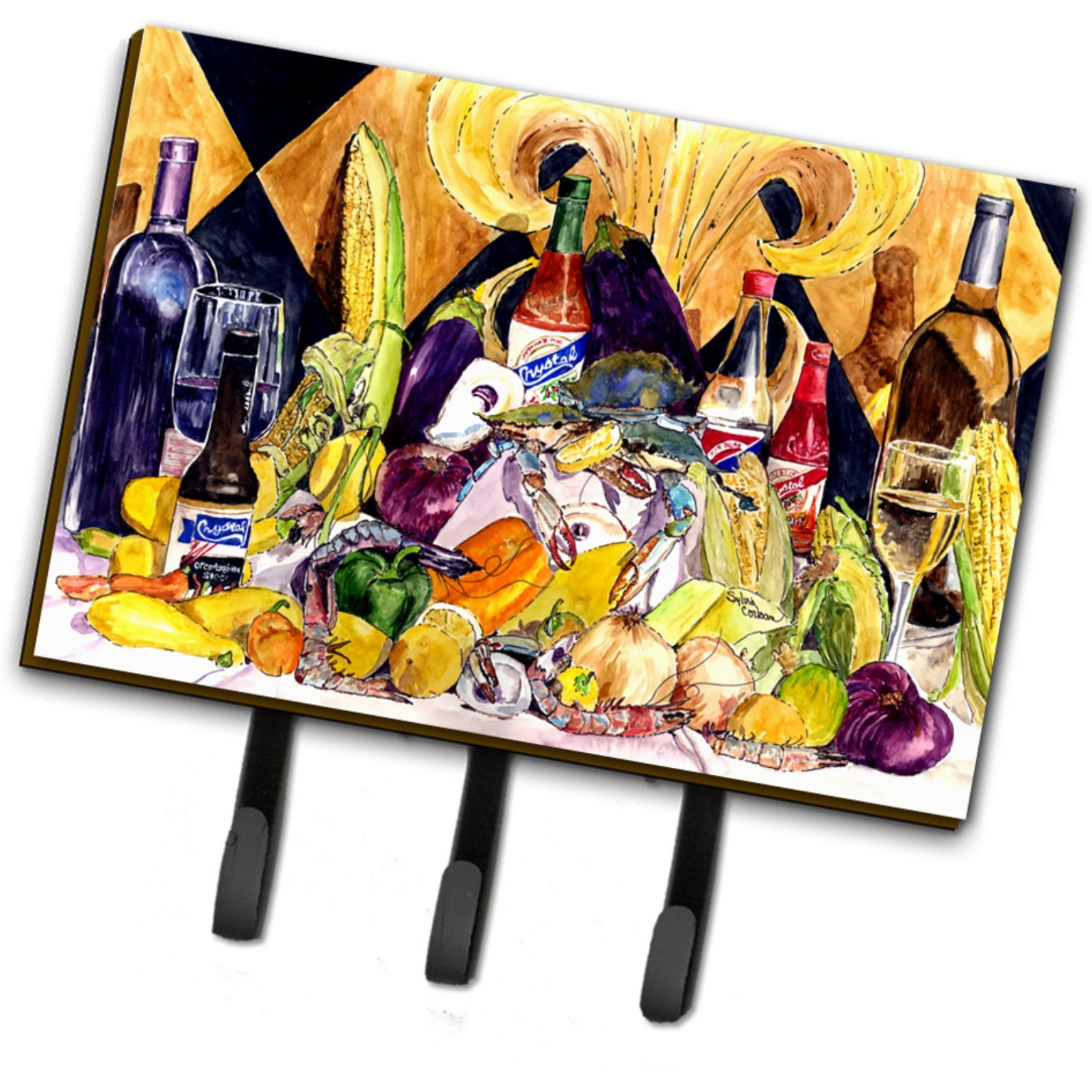 &quotCaroline's Treasures 8638TH68 Crystal Hot Sauce with Fleur De Lis and Wine Leash or Key Holder, Large, Multicolor"