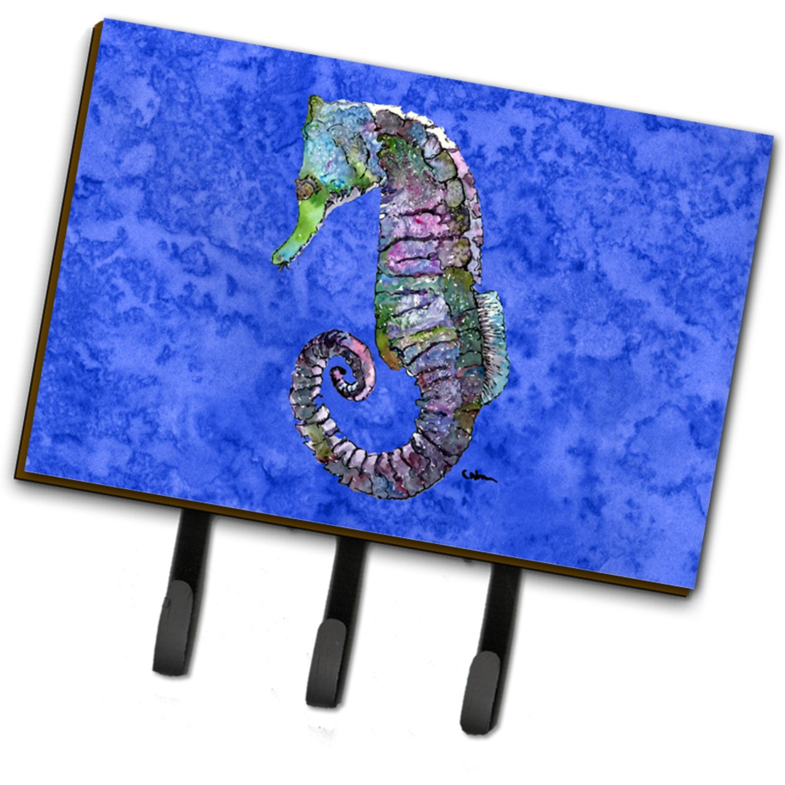 &quotCaroline's Treasures 8639TH68 Seahorse Leash or Key Holder, Large, Multicolor"