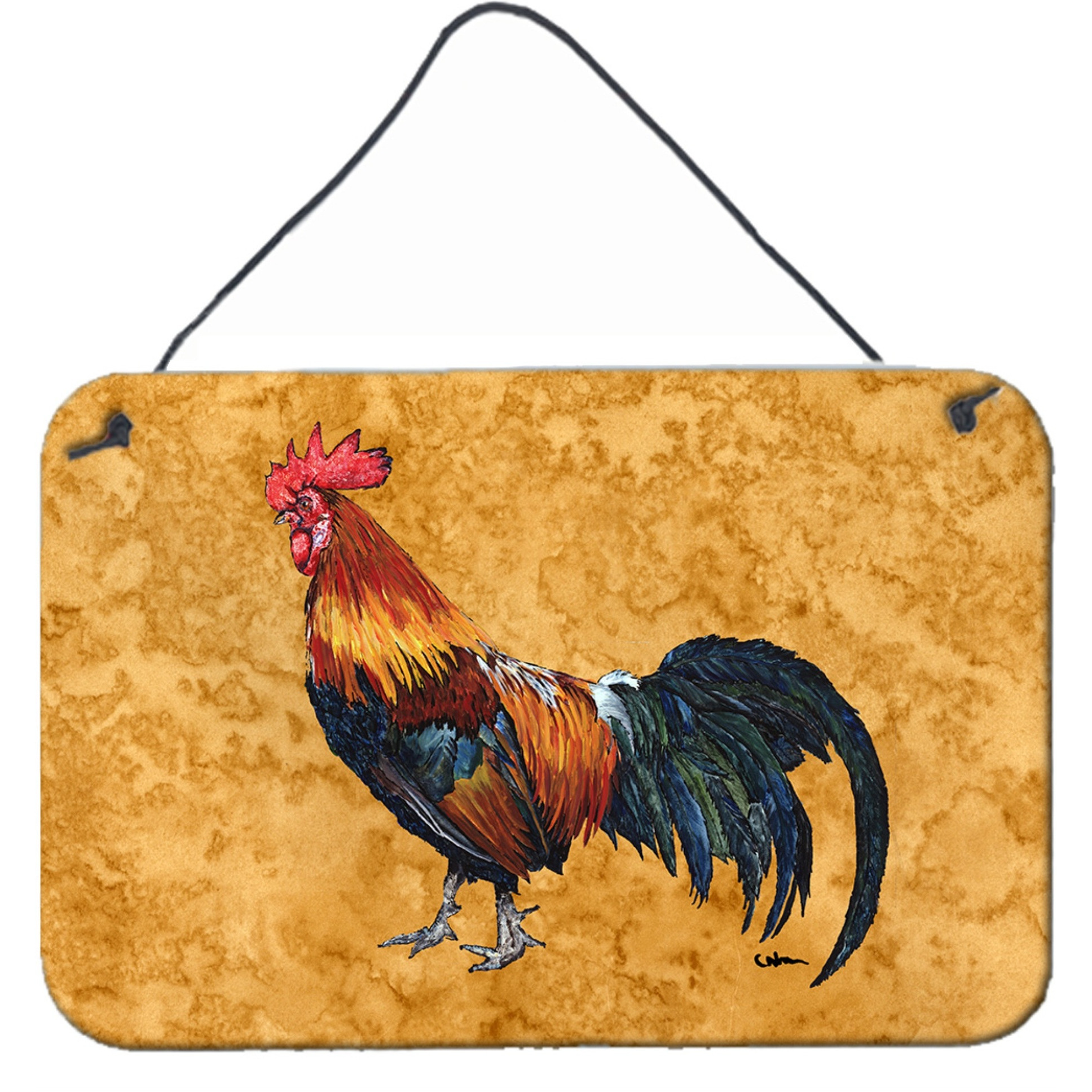 &quotCaroline's Treasures Rooster Indoor Aluminum Metal Wall or Door Hanging Prints, 8 x 12"", Multicolor"