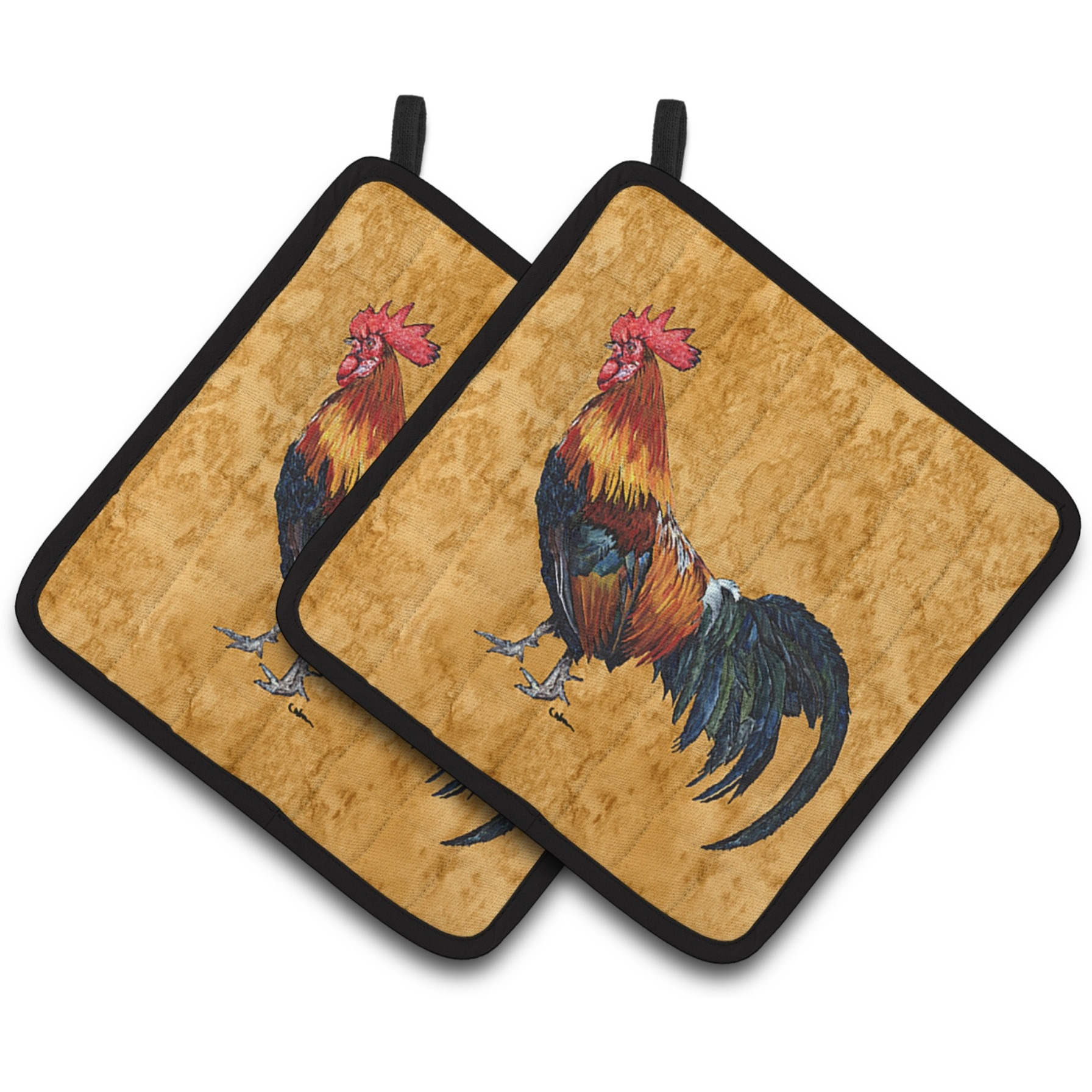 &quotCaroline's Treasures Rooster Pair of Pot Holders 8651PTHD, 7.5HX7.5W, Multicolor"