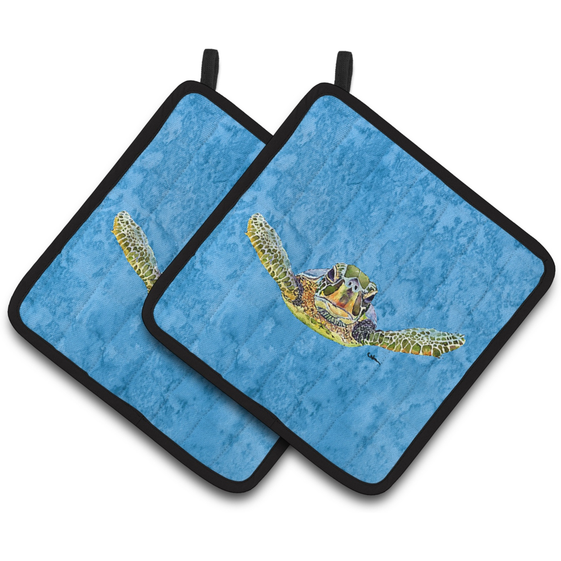&quotCaroline's Treasures Turtle Pair of Pot Holders 8653PTHD, 7.5HX7.5W, Multicolor"