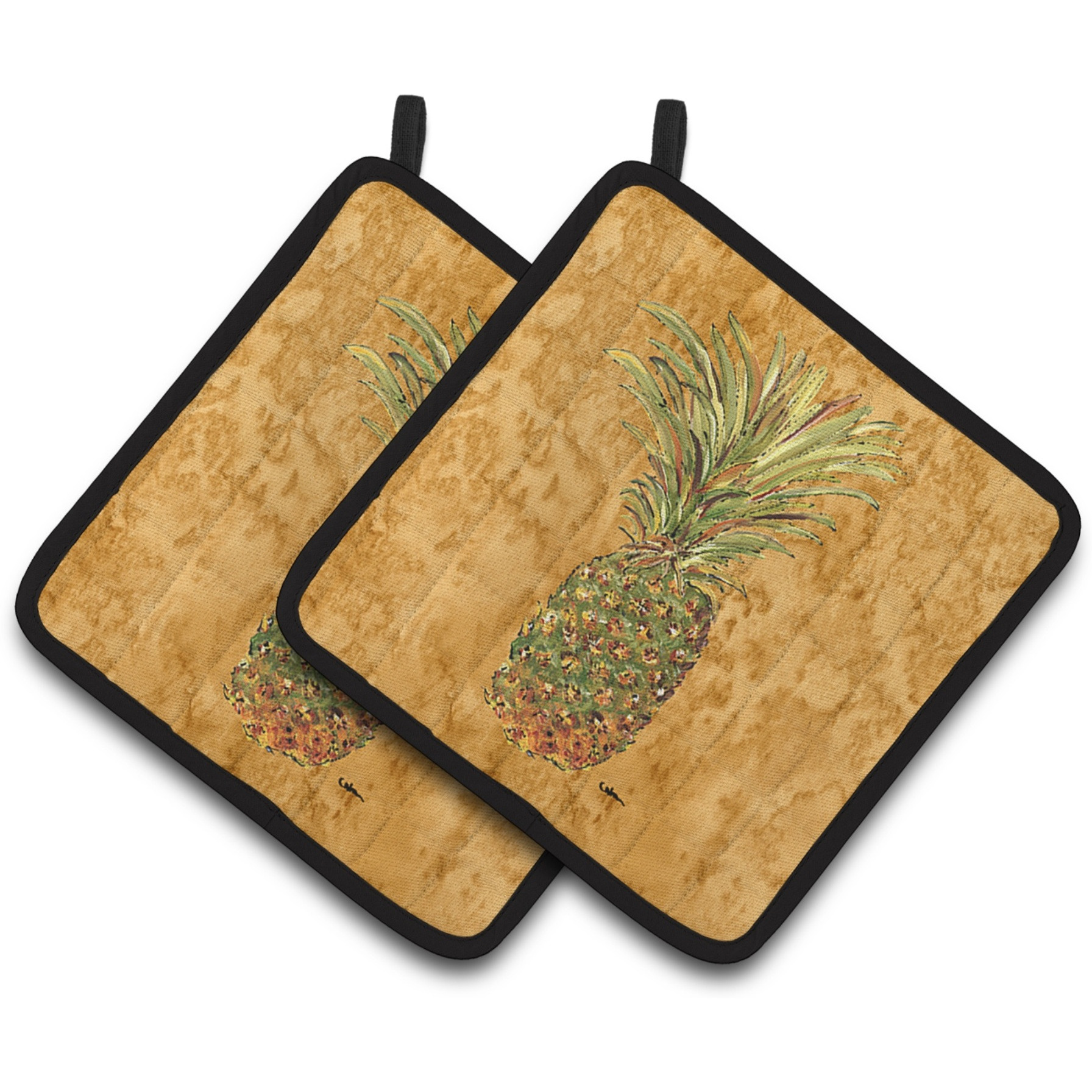 &quotCaroline's Treasures Pineapple Pair of Pot Holders 8654PTHD, 7.5HX7.5W, Multicolor"