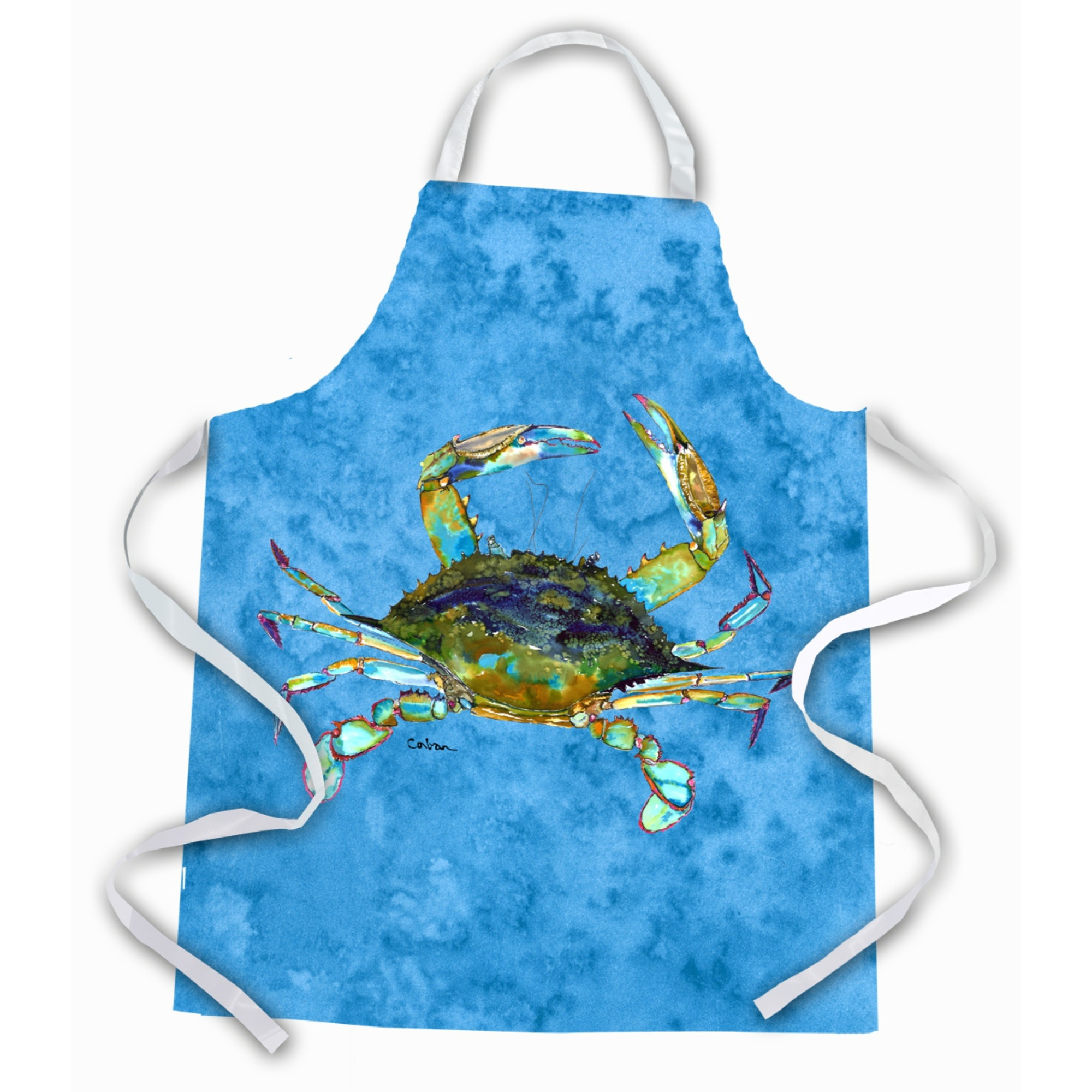 &quotCaroline's Treasures 8656APRON Blue Crab on Blue Apron, Large, Multicolor"
