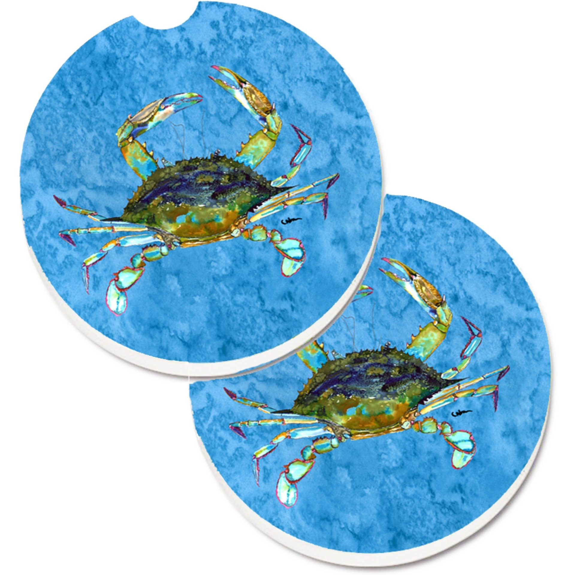 &quotCaroline's Treasures Crab Set of 2 Cup Holder Car Coasters 8656CARC, 2.56, Multicolor"