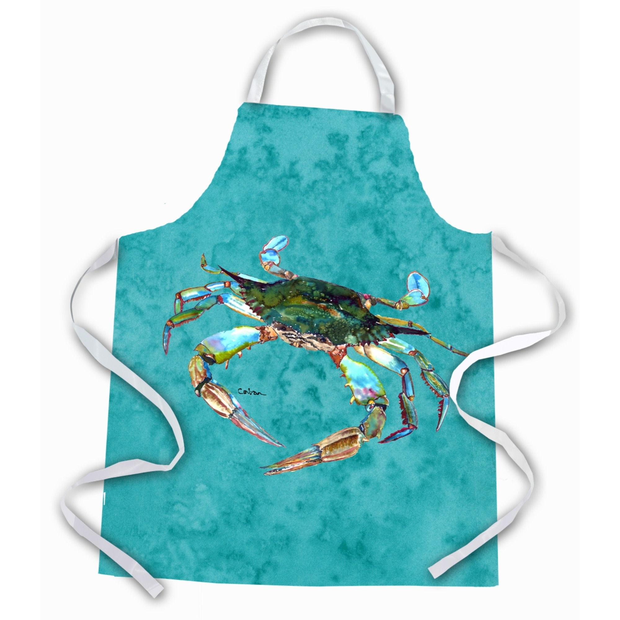 &quotCaroline's Treasures 8657APRON Blue Crab on Teal Apron, Large, Multicolor"